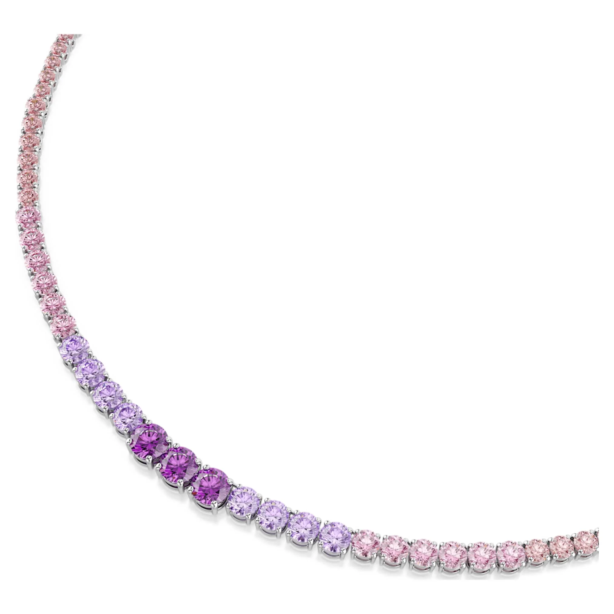 Matrix Tennis necklace Gradient of round cuts, Multicolored, Rhodium plated - Image 4