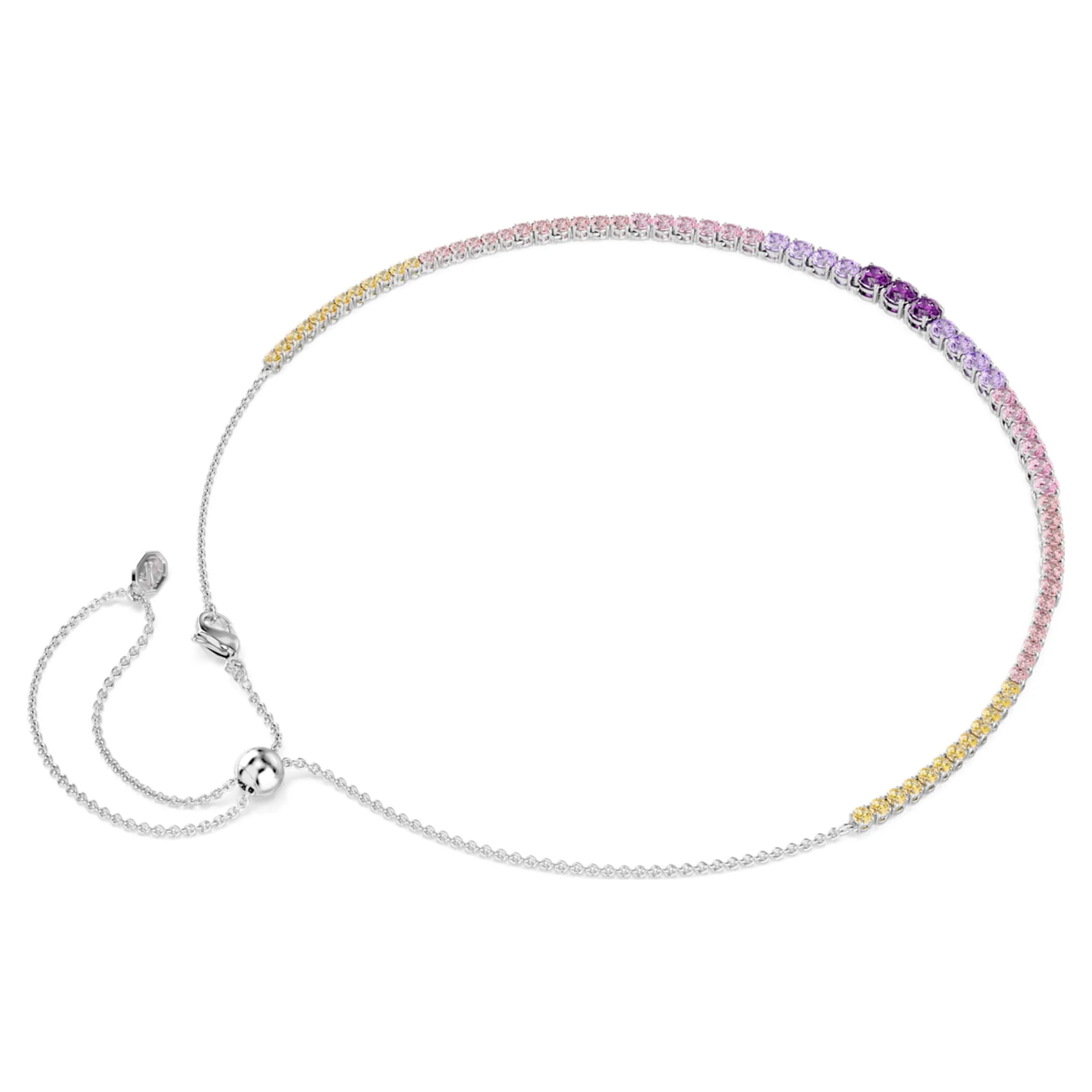 Matrix Tennis necklace Gradient of round cuts, Multicolored, Rhodium plated - Image 5