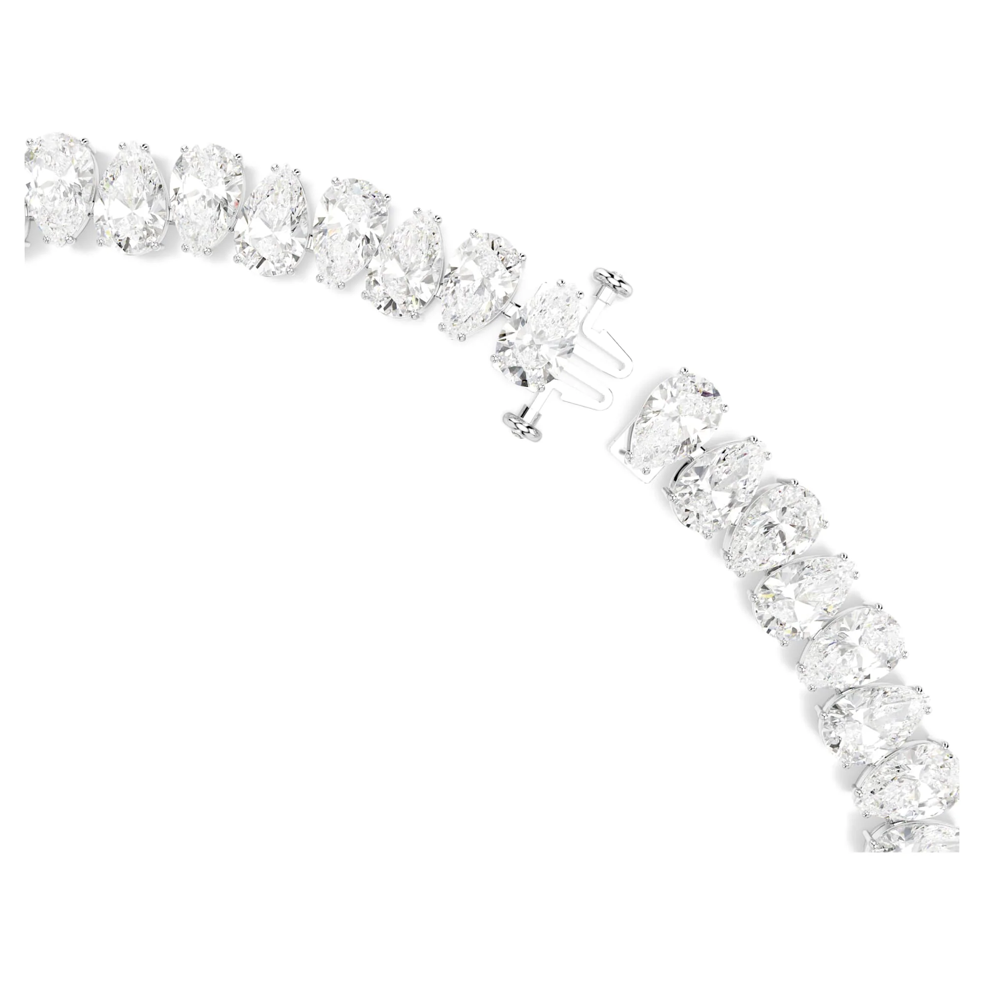 Matrix Tennis necklace Pear cut, White, Rhodium plated - Image 3