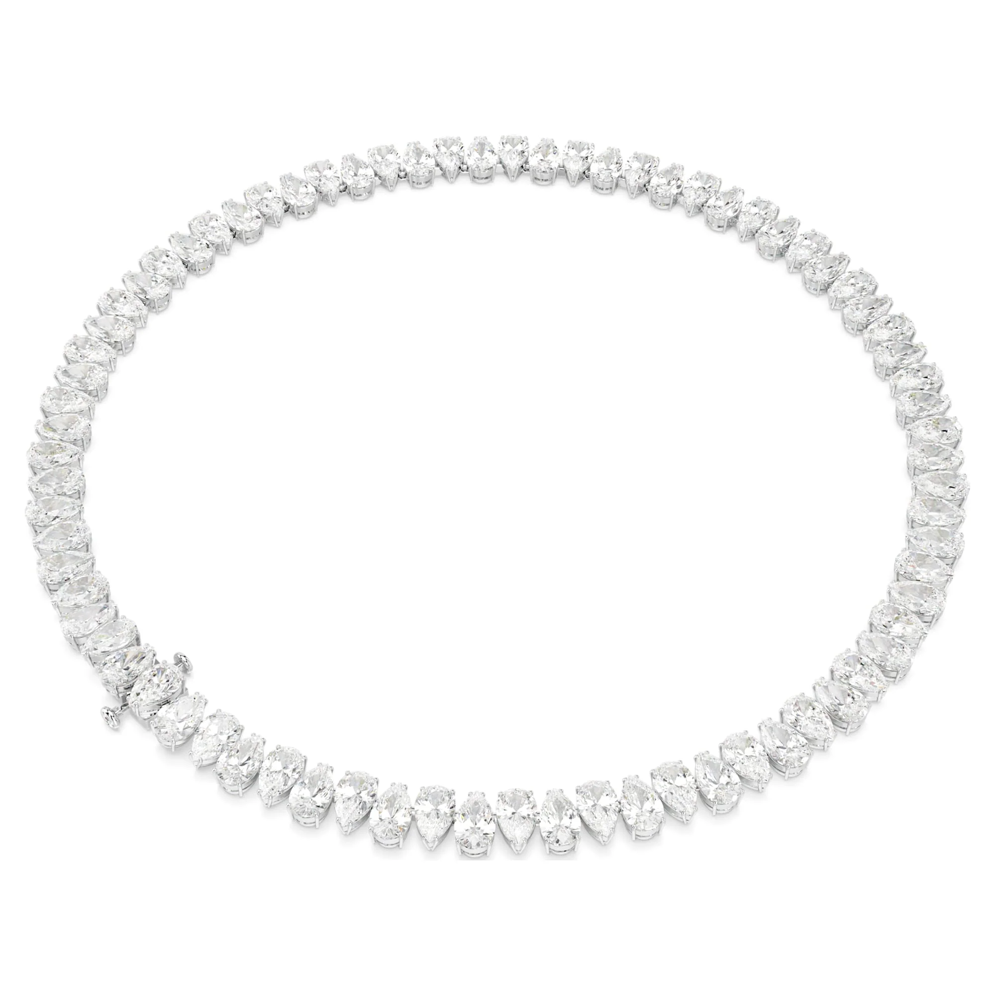 Matrix Tennis necklace Pear cut, White, Rhodium plated - Image 4