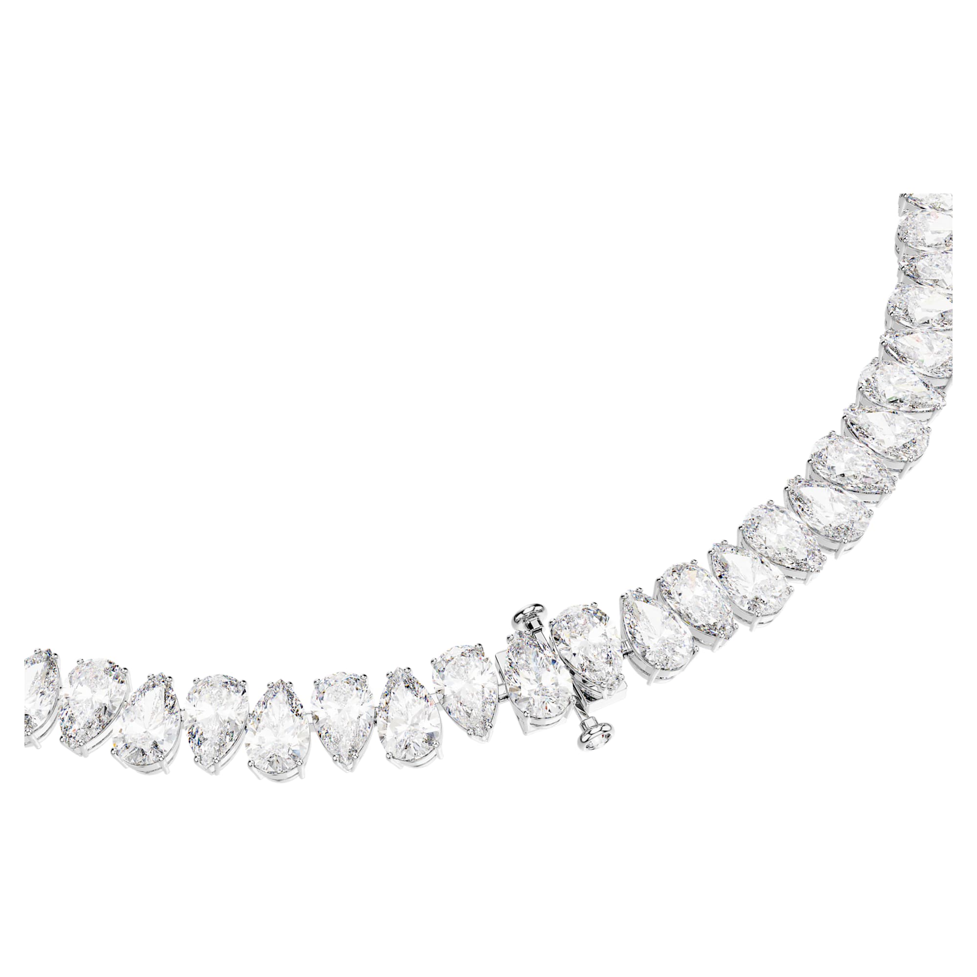 Matrix Tennis necklace Pear cut, White, Rhodium plated - Image 5