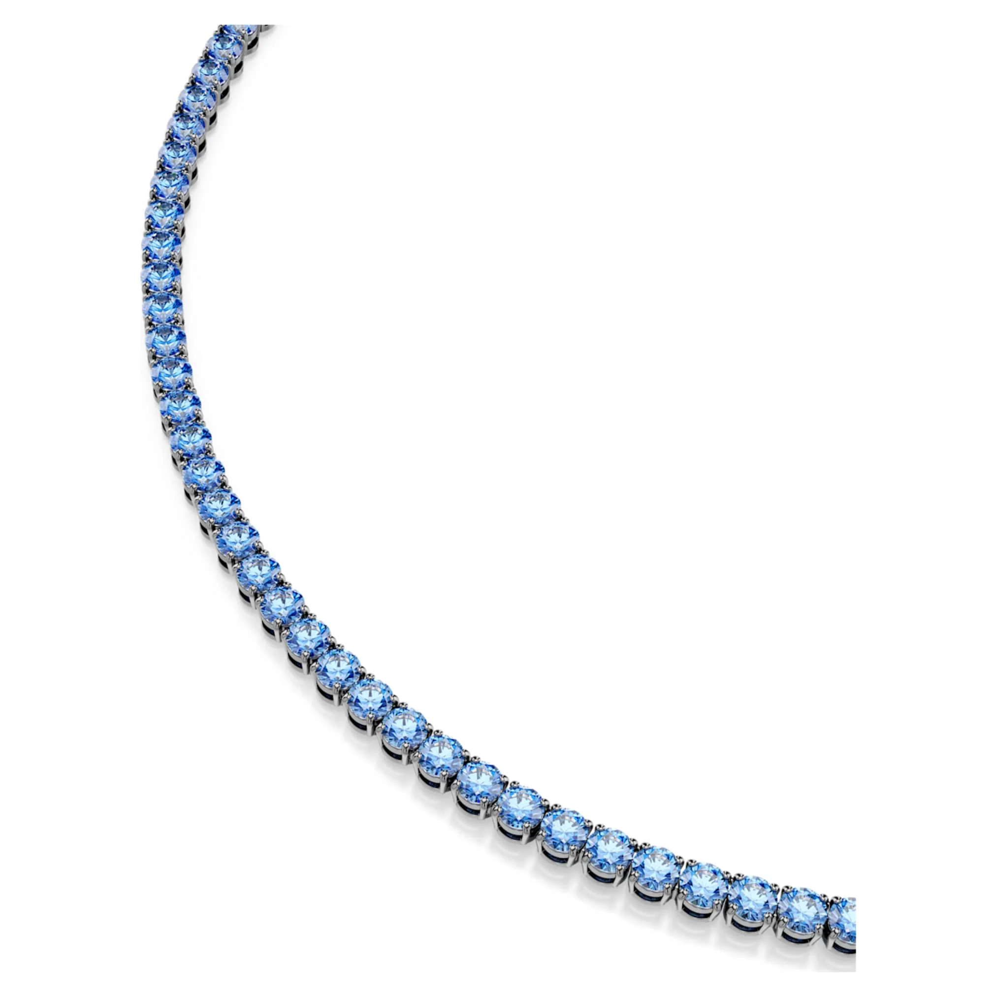 Matrix Tennis necklace Round cut, Blue, Ruthenium plated - Image 4