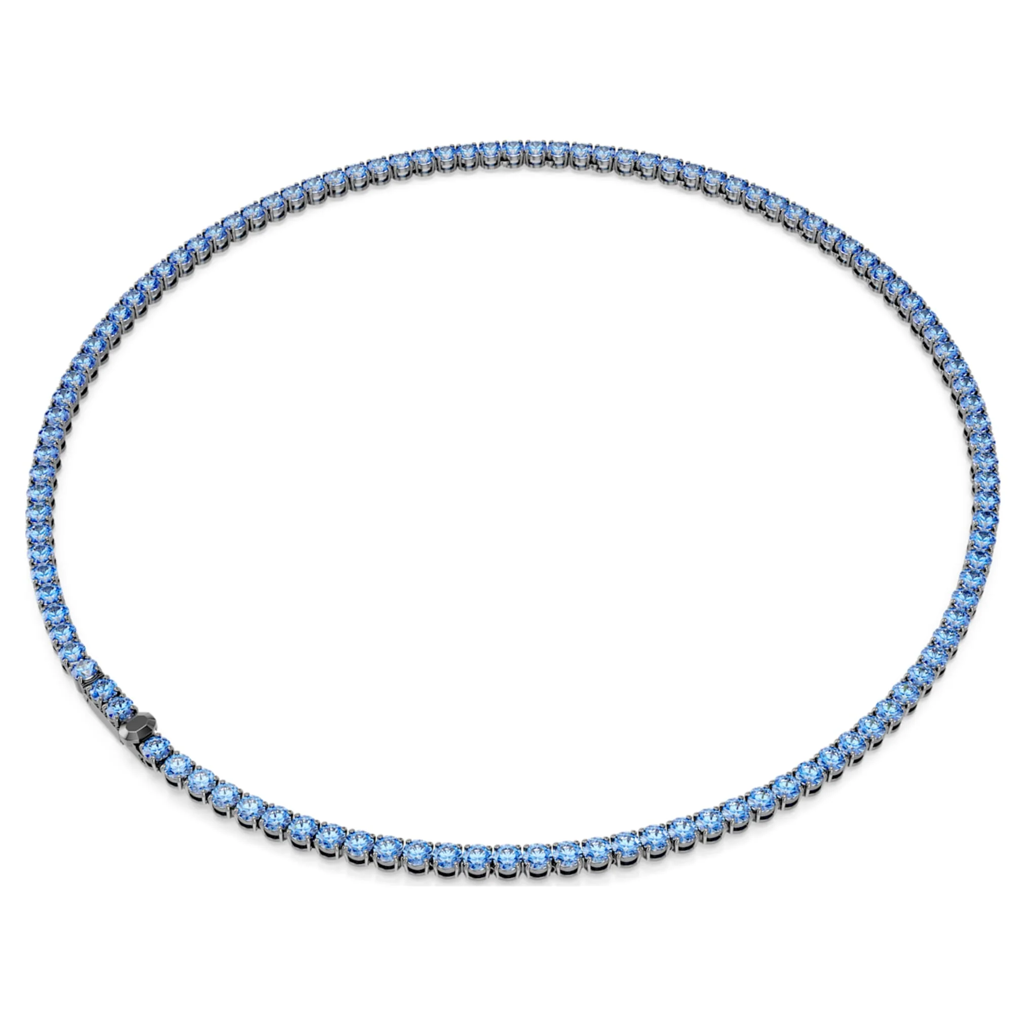 Matrix Tennis necklace Round cut, Blue, Ruthenium plated - Image 5