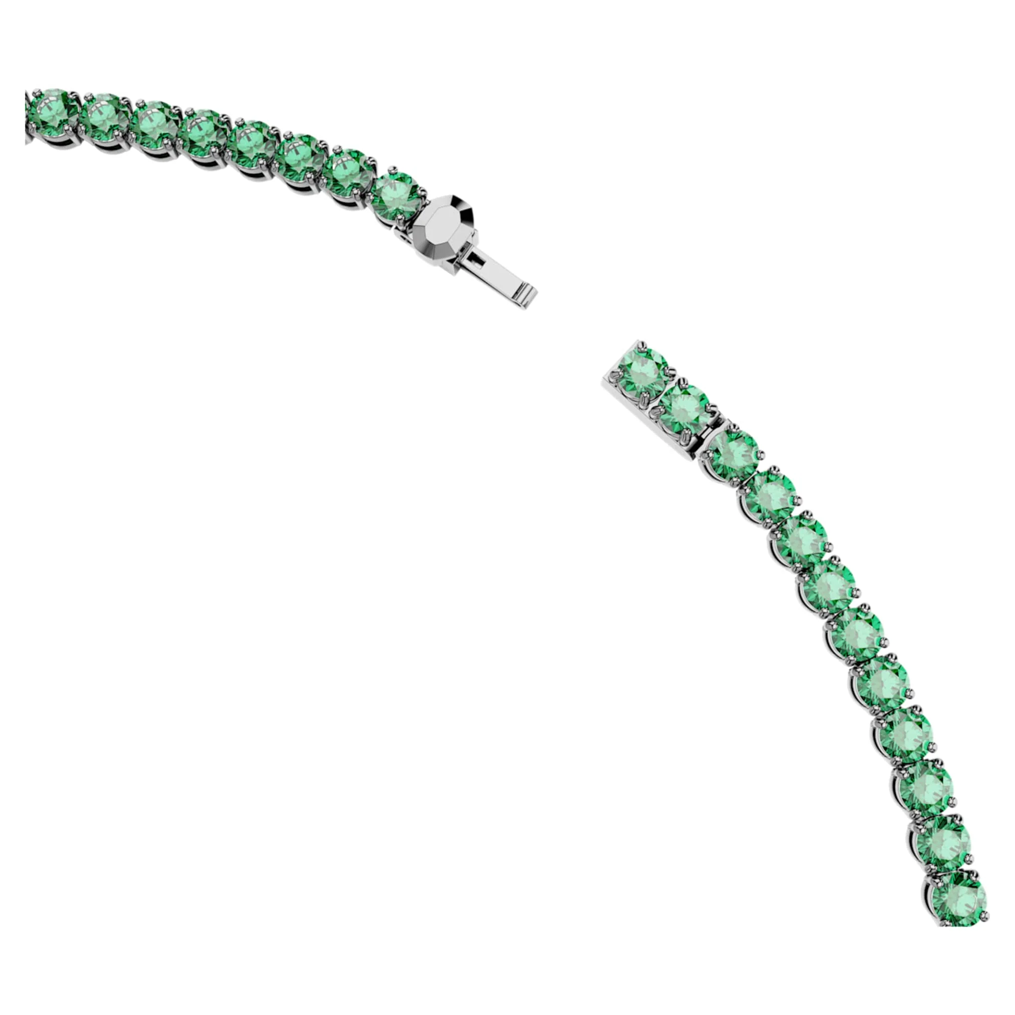 Matrix Tennis necklace Round cut, Green, Ruthenium plated - Image 3