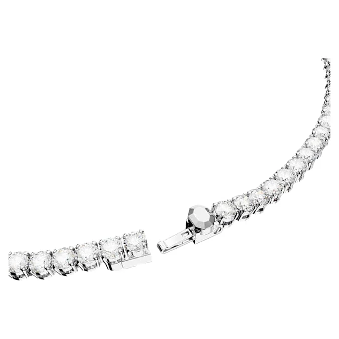 Matrix Tennis necklace Round cut, White, Rhodium plated - Image 3