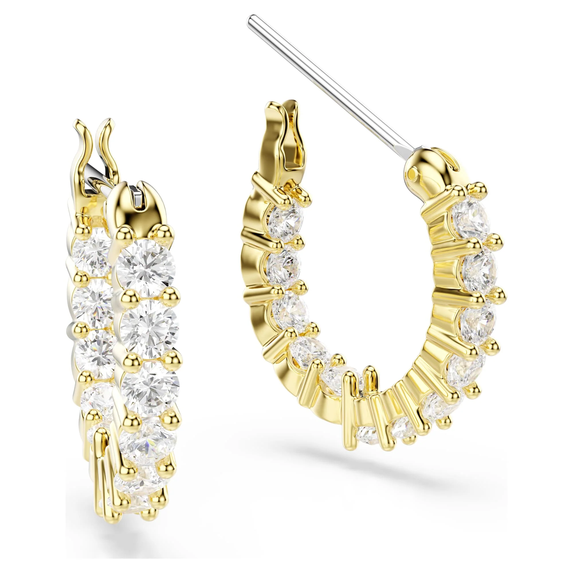 Matrix Vittore hoop earrings Round cut, White, Gold-tone plated - Image 3
