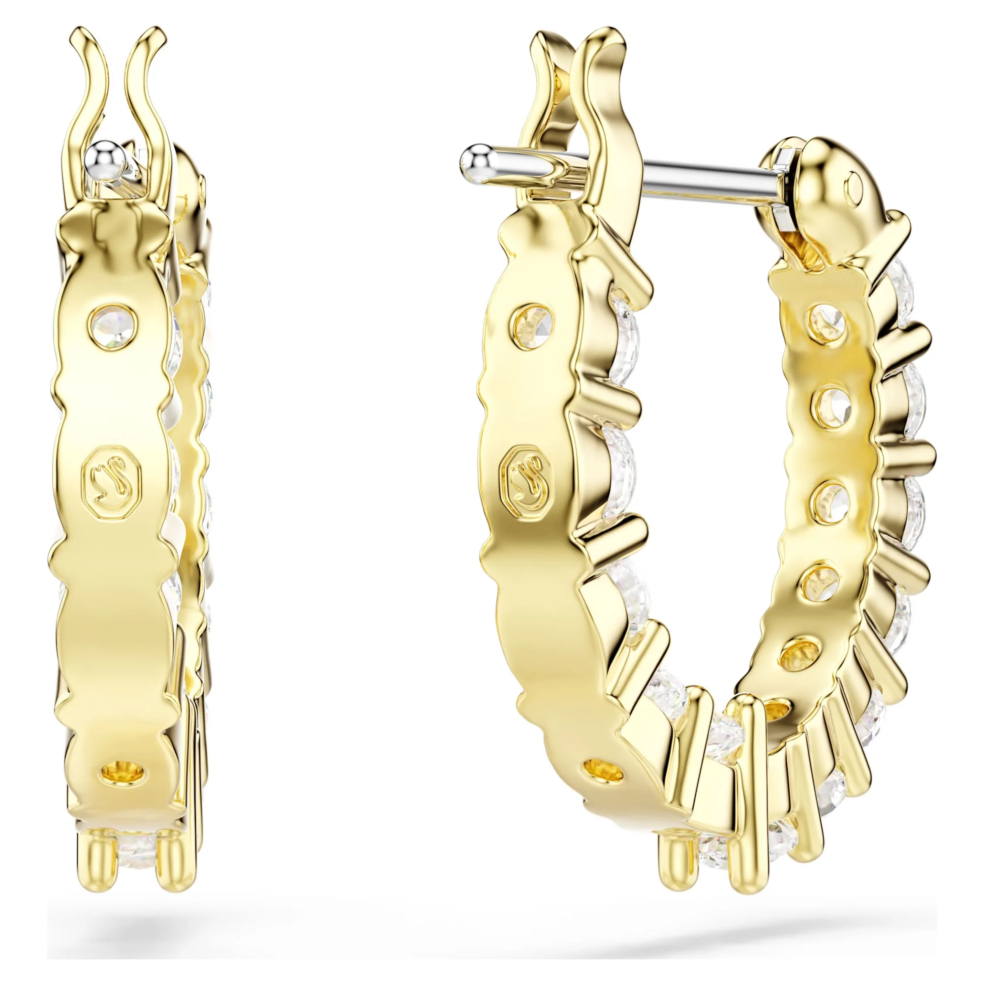 Matrix Vittore hoop earrings Round cut, White, Gold-tone plated - Image 4