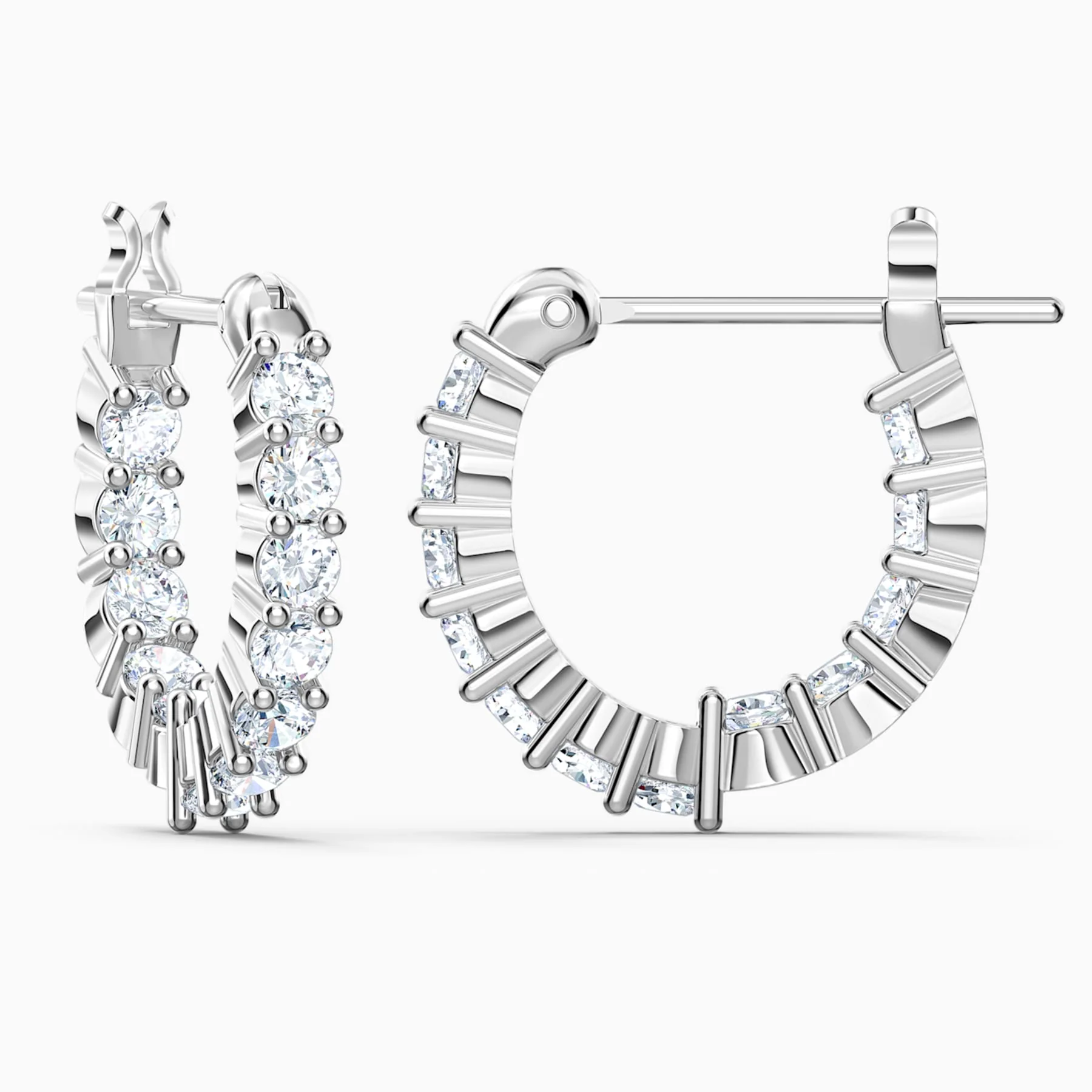 Matrix Vittore hoop earrings Round cut, White, Rhodium plated - Image 3
