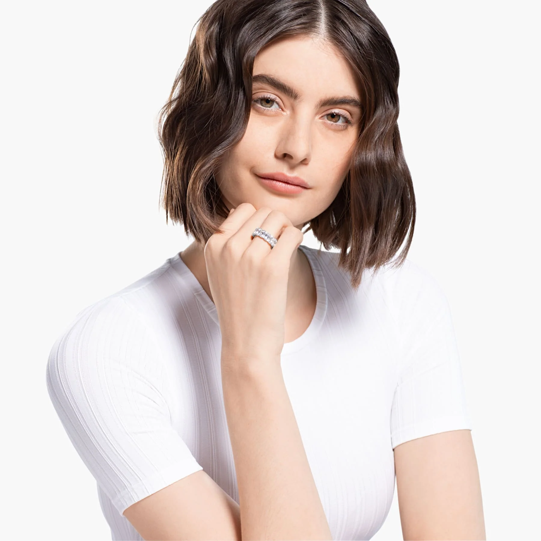 Matrix Vittore ring Rectangular cut, White, Rhodium plated - Image 4
