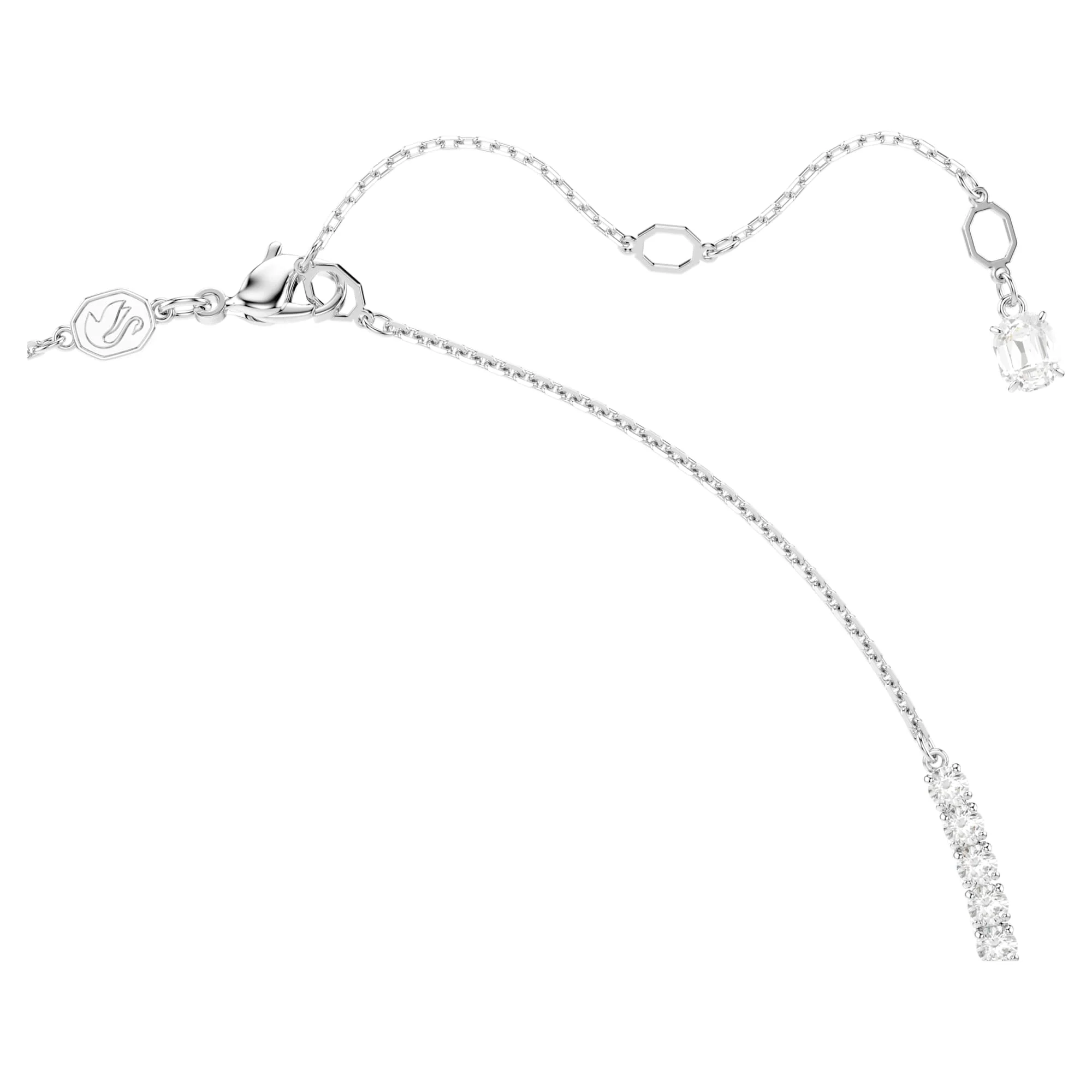 Matrix Y necklace Crystal pearl, Round cut, White, Rhodium plated - Image 3