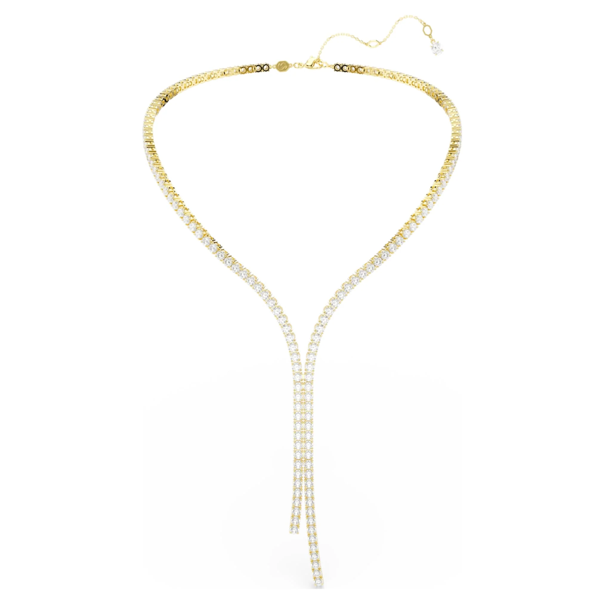 Matrix Y necklace Round cut, White, 18K gold finish - Image 2