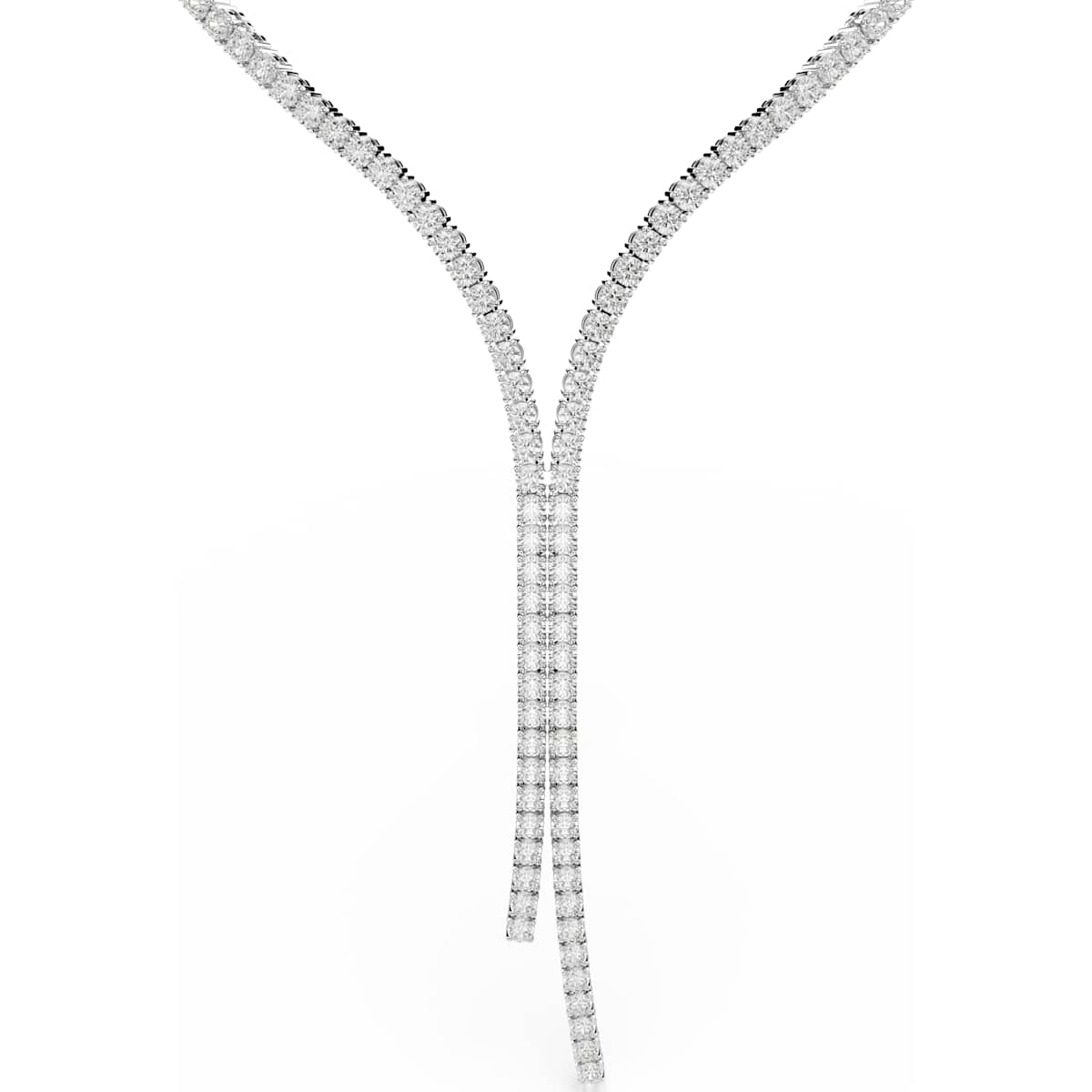 Matrix Y necklace Round cut, White, Rhodium plated
