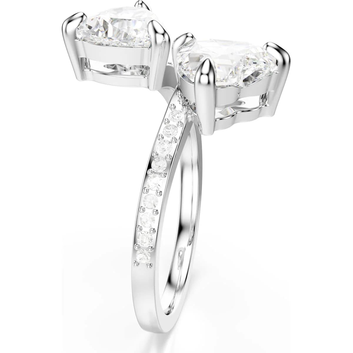 Mesmera Attract open ring Heart cut, Pavé, Heart, White, Silver-tone finish - Image 3