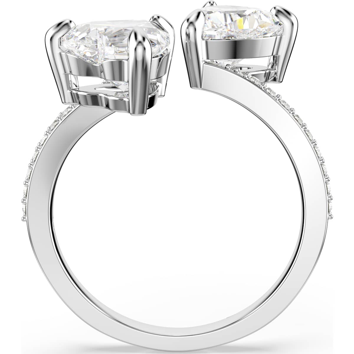 Mesmera Attract open ring Heart cut, Pavé, Heart, White, Silver-tone finish - Image 4