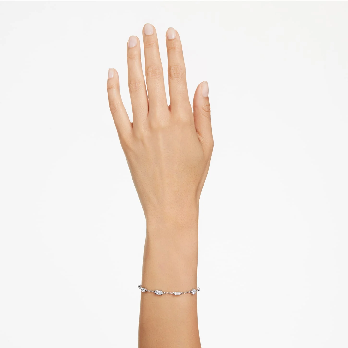 Mesmera bracelet Mixed cuts, Scattered design, White, Rhodium plated - Image 5