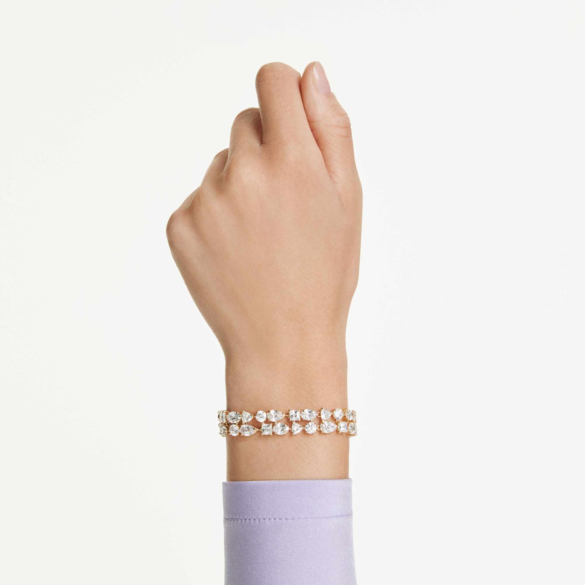 Mesmera bracelet Mixed cuts, White, Gold-tone plated - Image 7