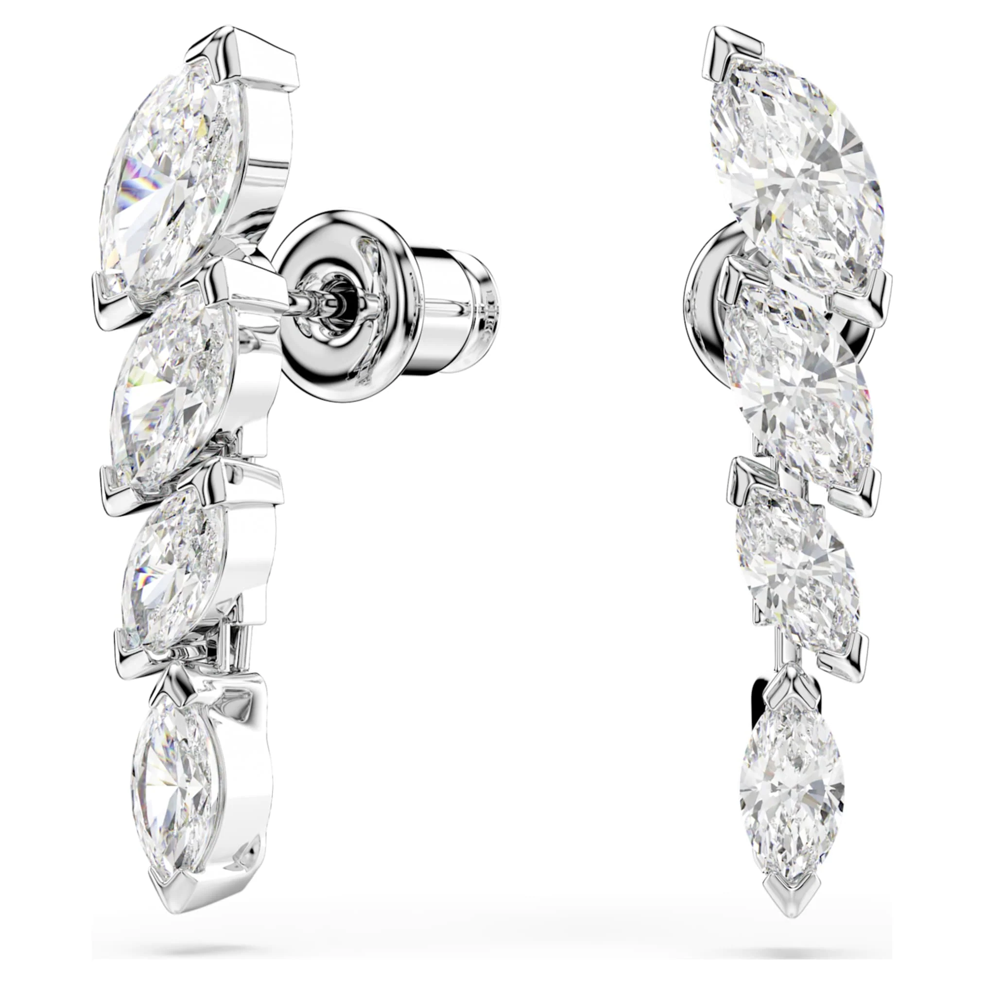 Mesmera earrings Marquise cut, White, Rhodium plated - Image 2