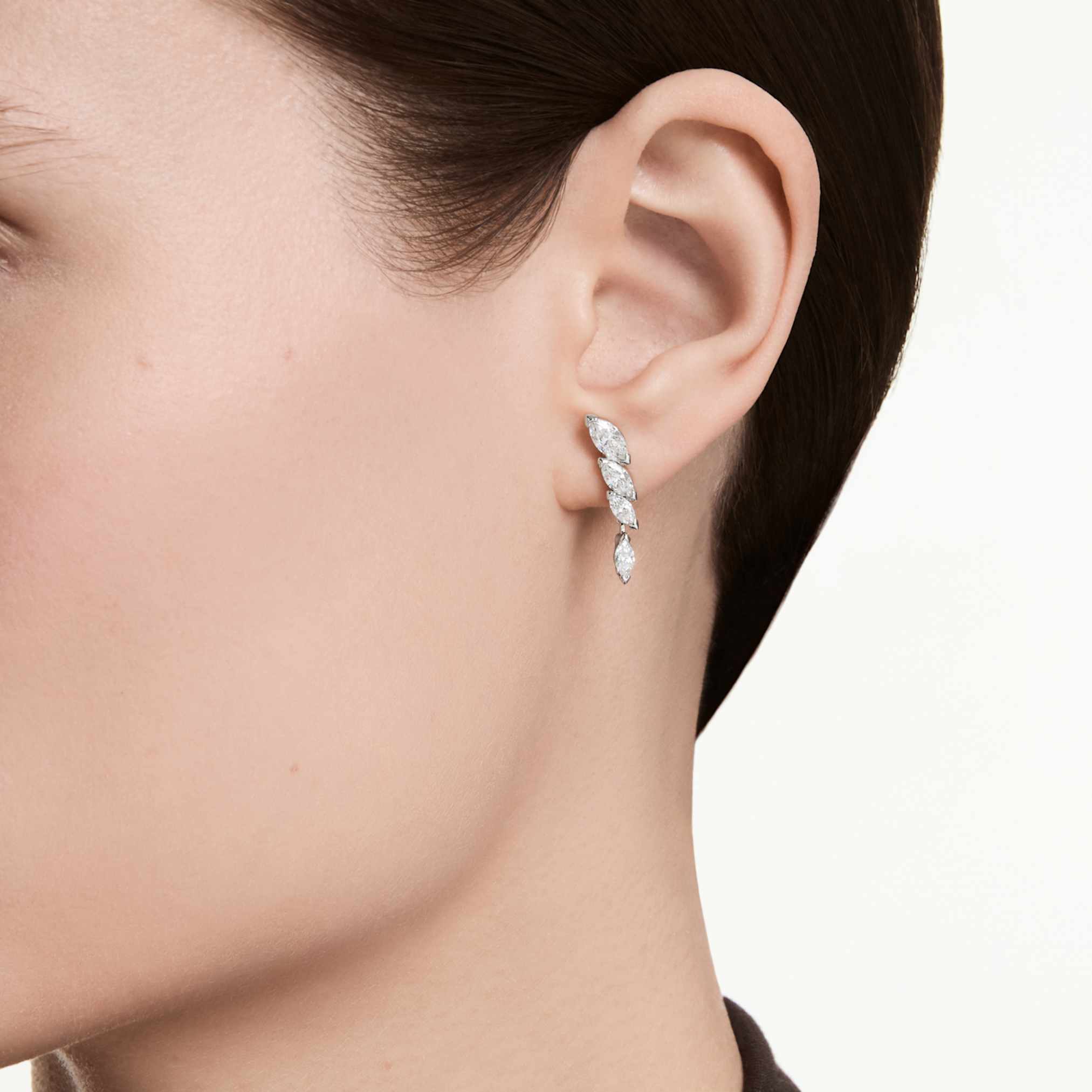 Mesmera earrings Marquise cut, White, Rhodium plated - Image 5