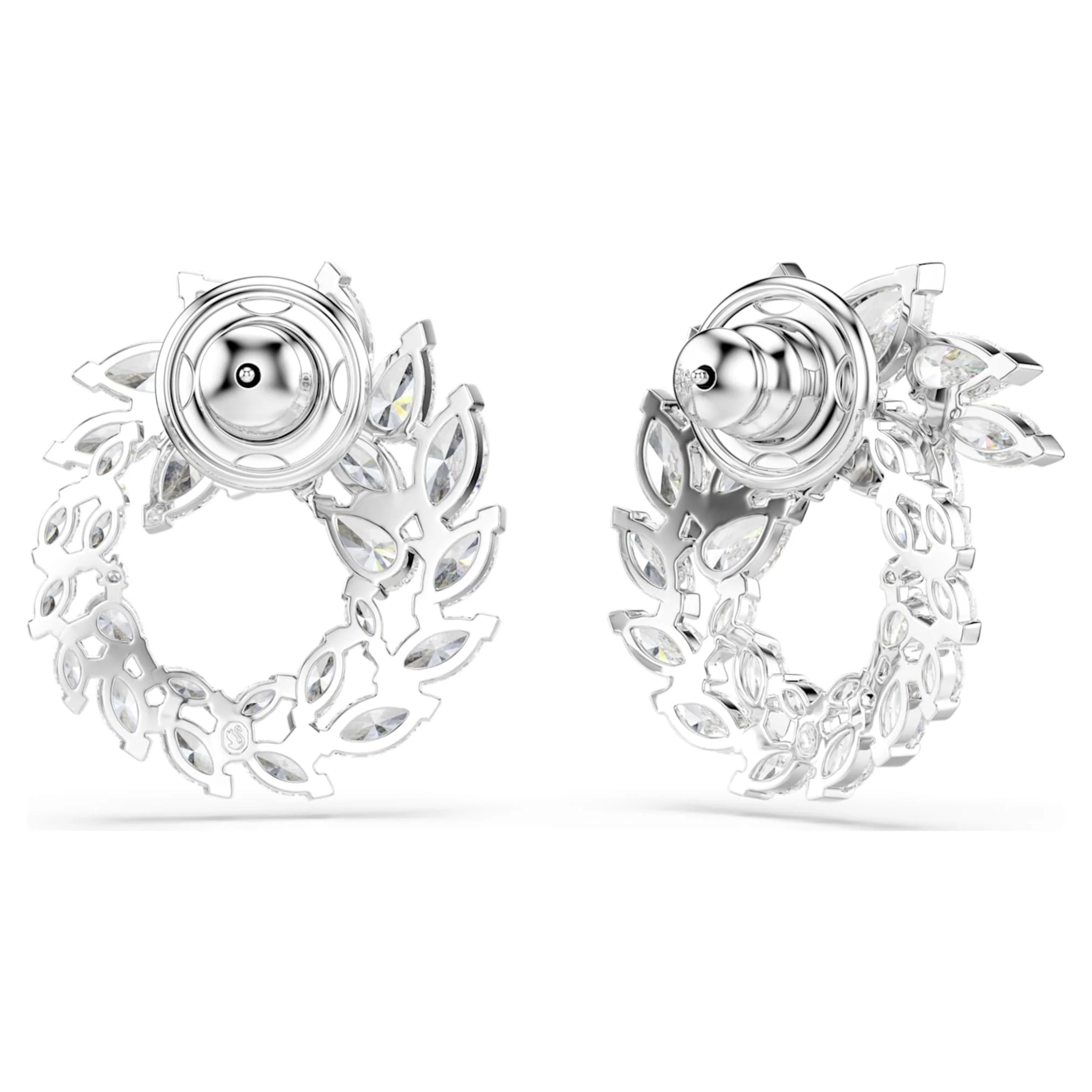 Mesmera hoop earrings Marquise cut, White, Rhodium plated - Image 4