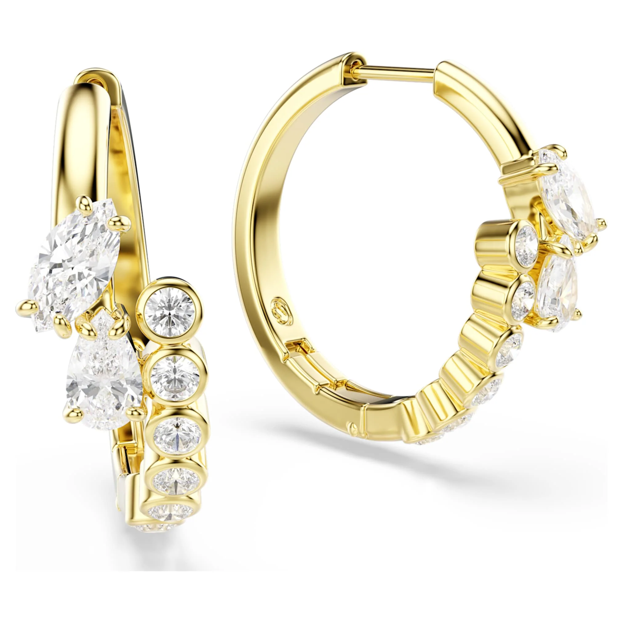 Mesmera hoop earrings Mixed cuts, White, 18K gold finish - Image 3