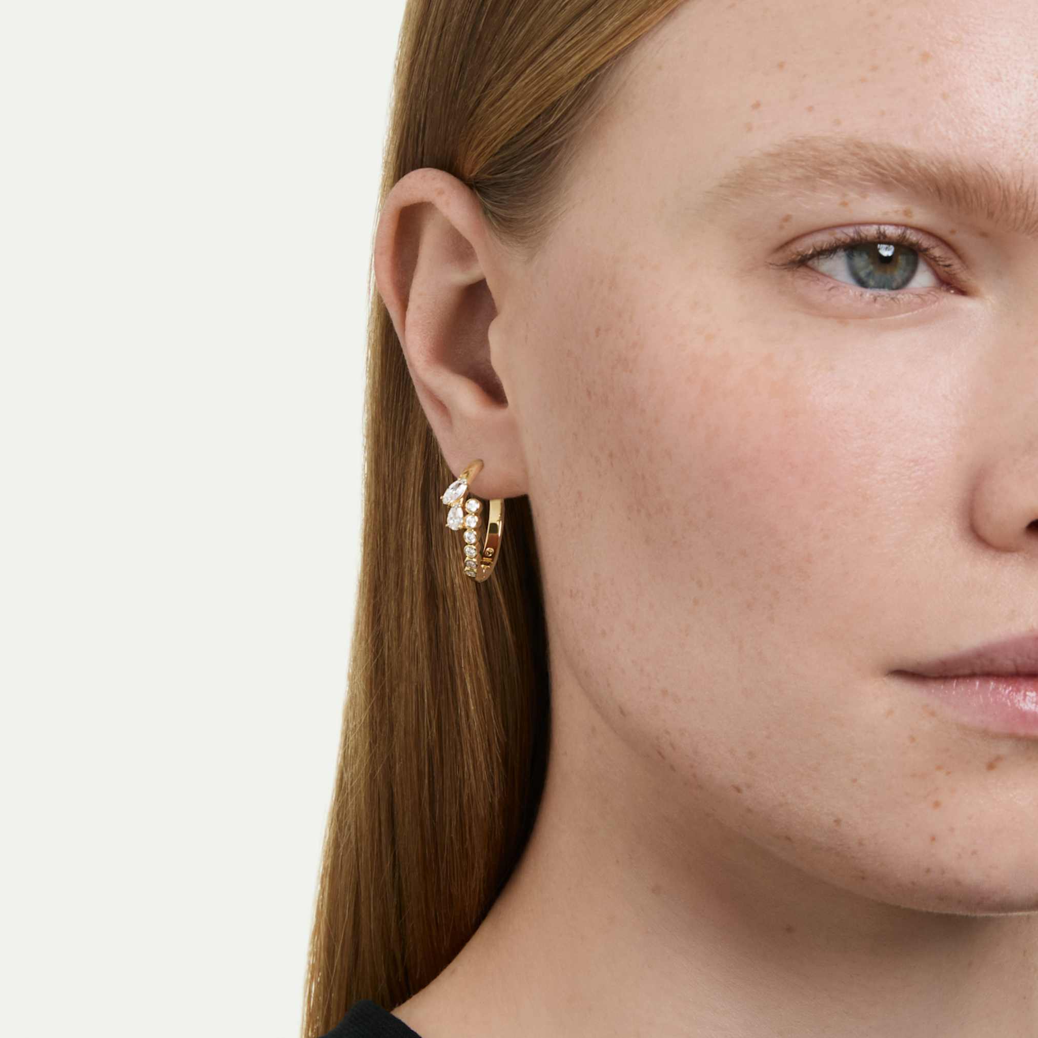Mesmera hoop earrings Mixed cuts, White, 18K gold finish - Image 5