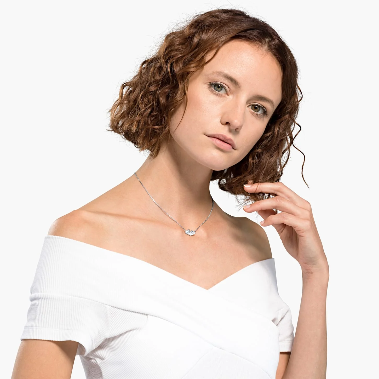 Mesmera necklace Heart, White, Rhodium plated - Image 4