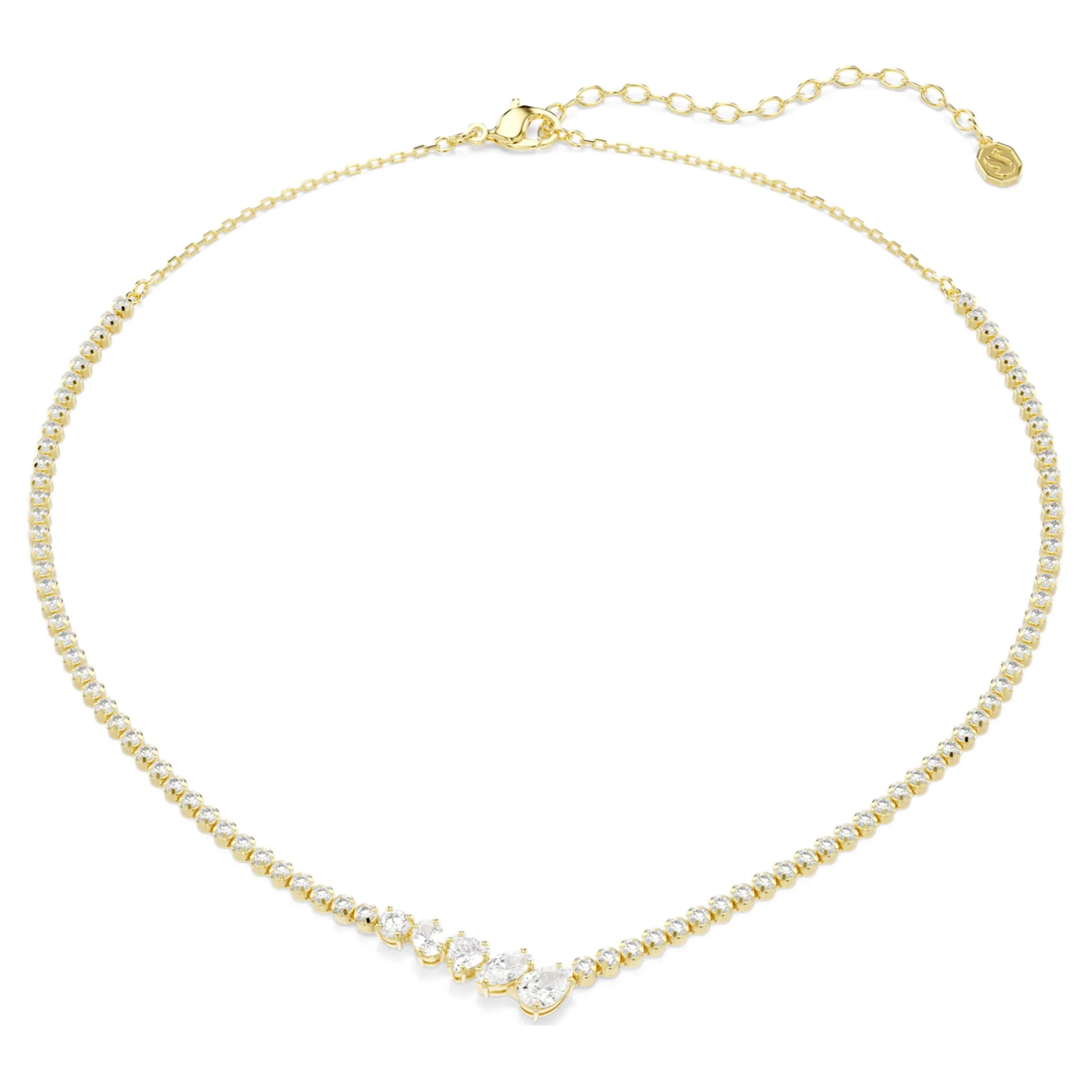 Mesmera necklace Mixed cuts, White, 18K gold finish