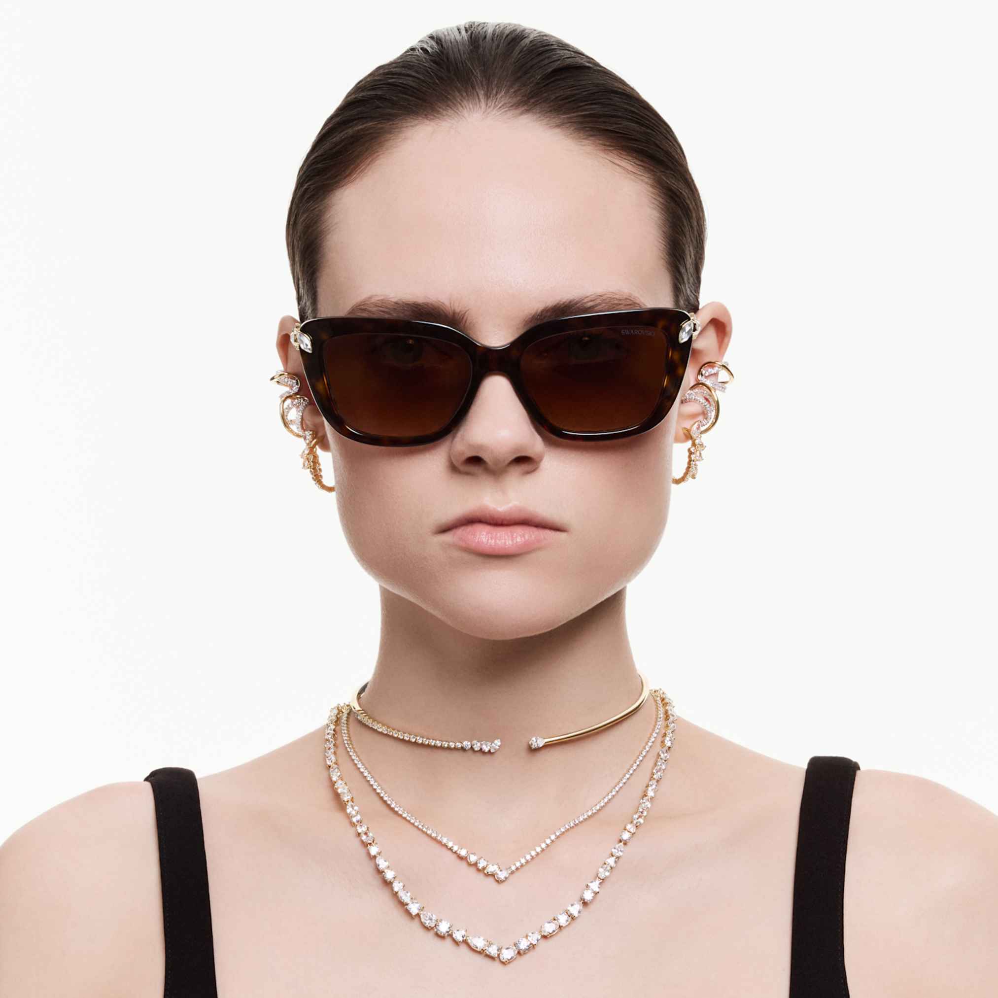 Mesmera necklace Mixed cuts, White, 18K gold finish - Image 6