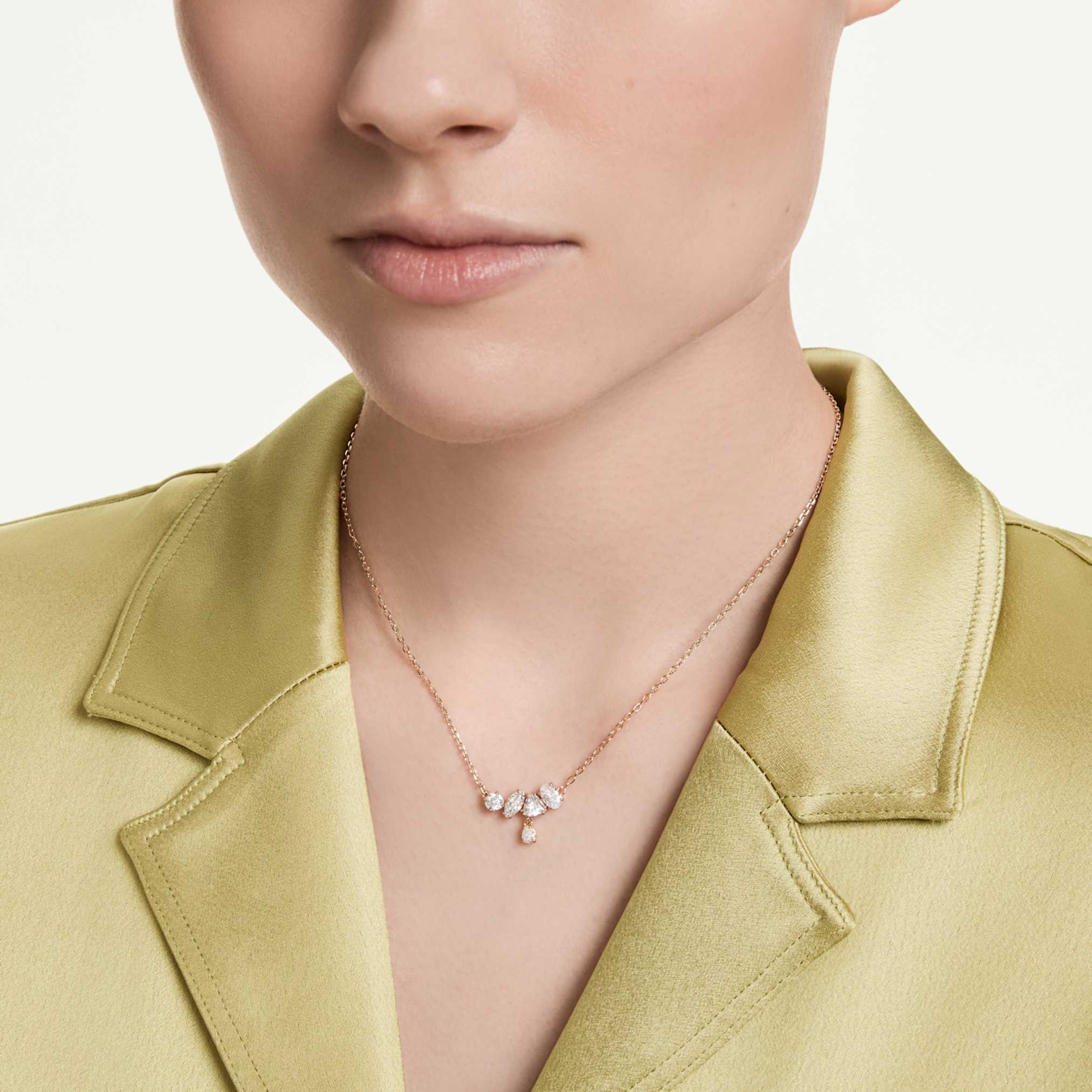 Mesmera necklace Mixed cuts, White, 18K rose gold finish - Image 6