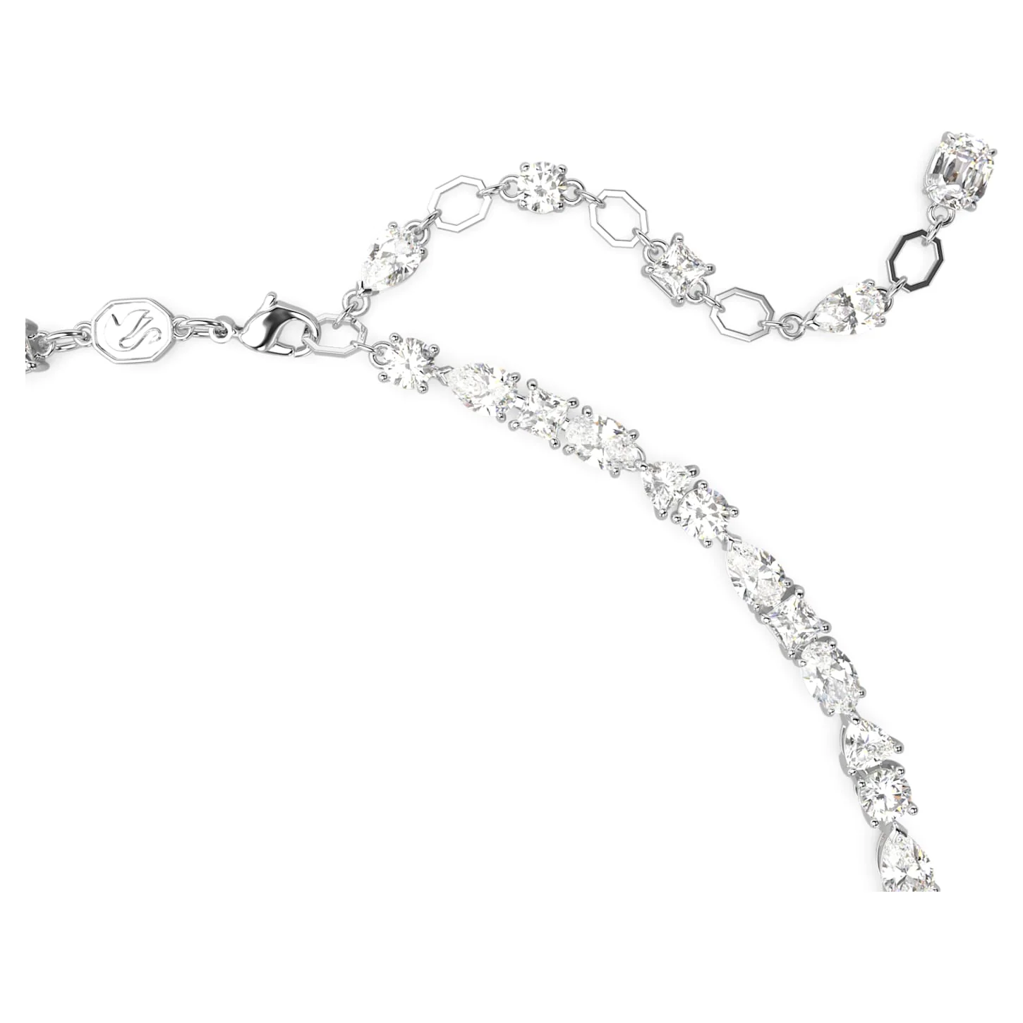 Mesmera necklace Mixed cuts, White, Rhodium plated - Image 3