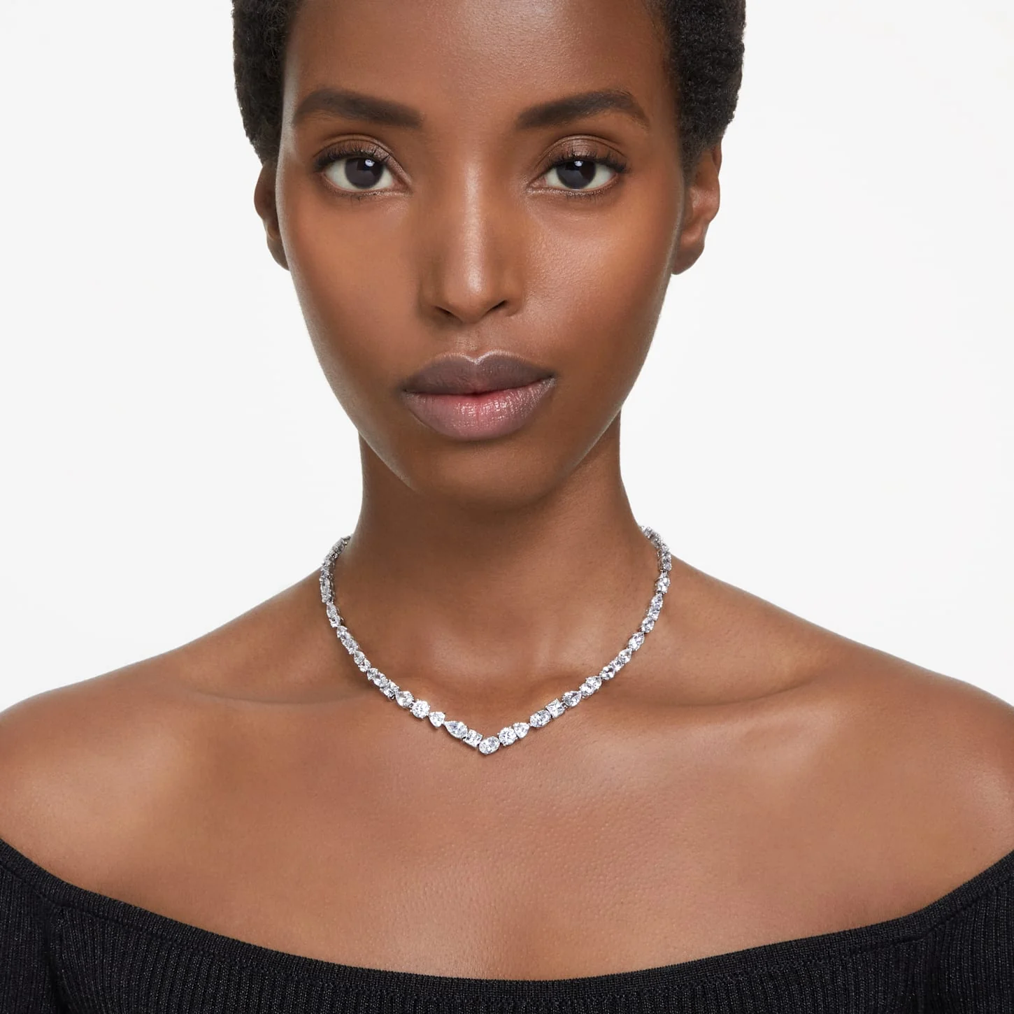 Mesmera necklace Mixed cuts, White, Rhodium plated - Image 5