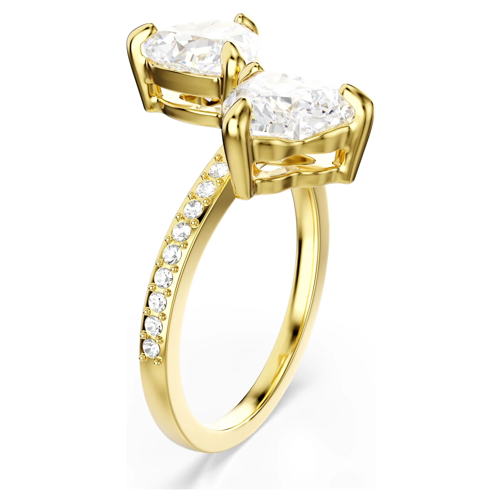 Mesmera open ring Heart cut, Pavé, White, Gold-tone plated - Image 2