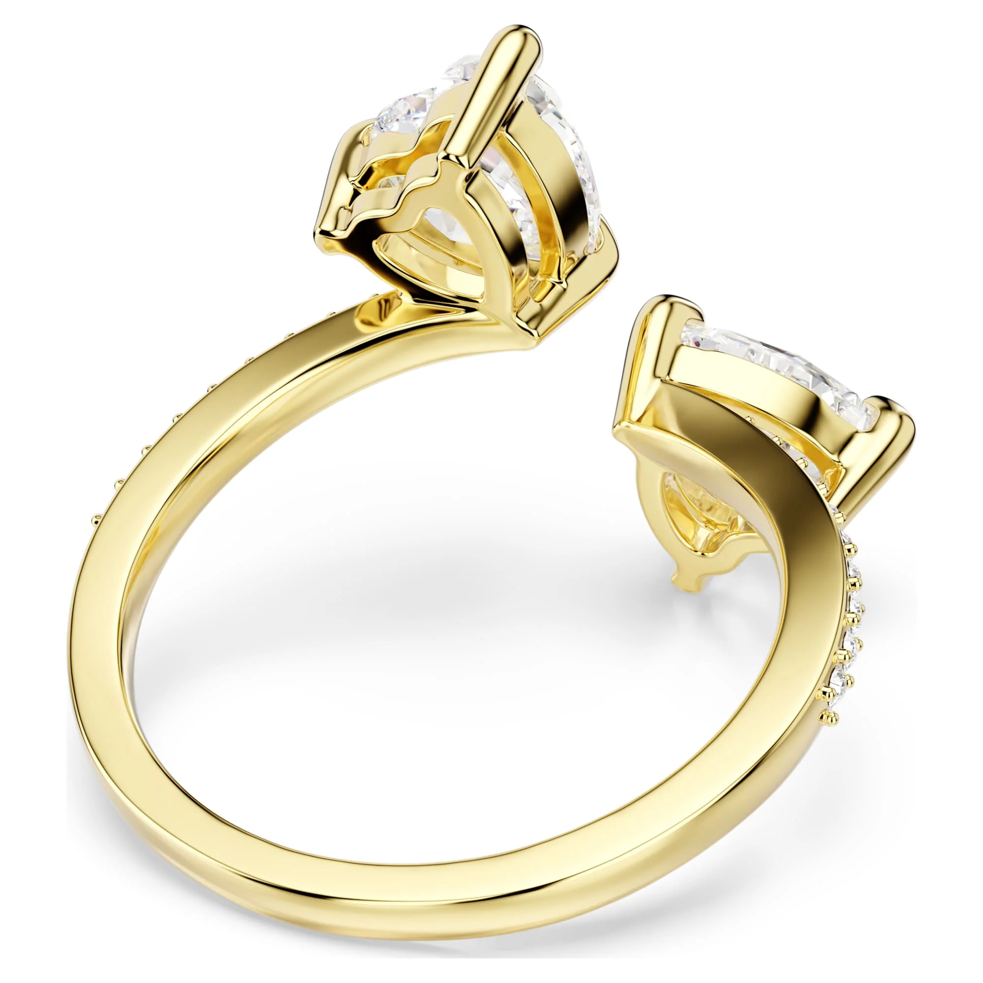Mesmera open ring Heart cut, Pavé, White, Gold-tone plated - Image 4