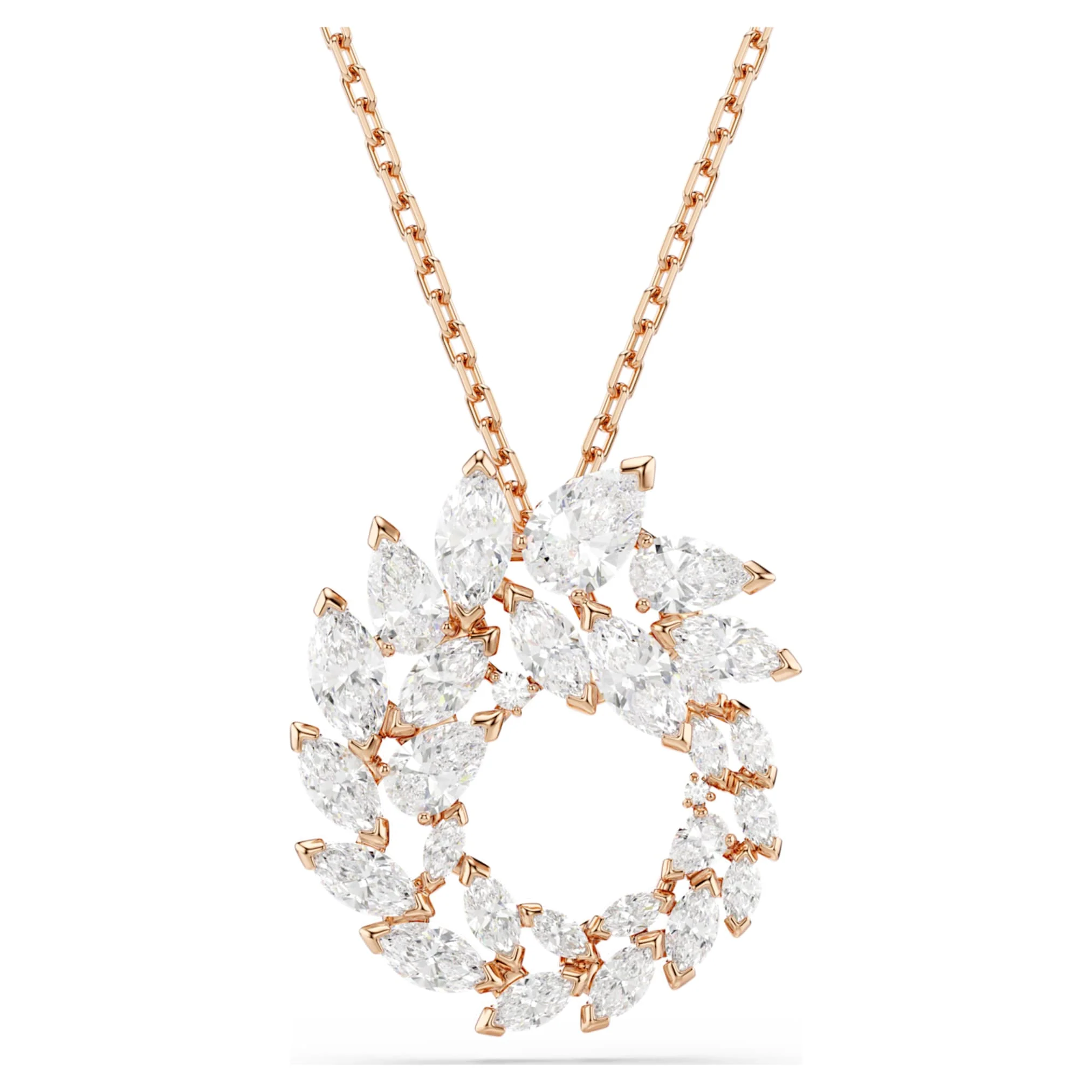 Mesmera pendant Marquise cut, White, 18K rose gold finish