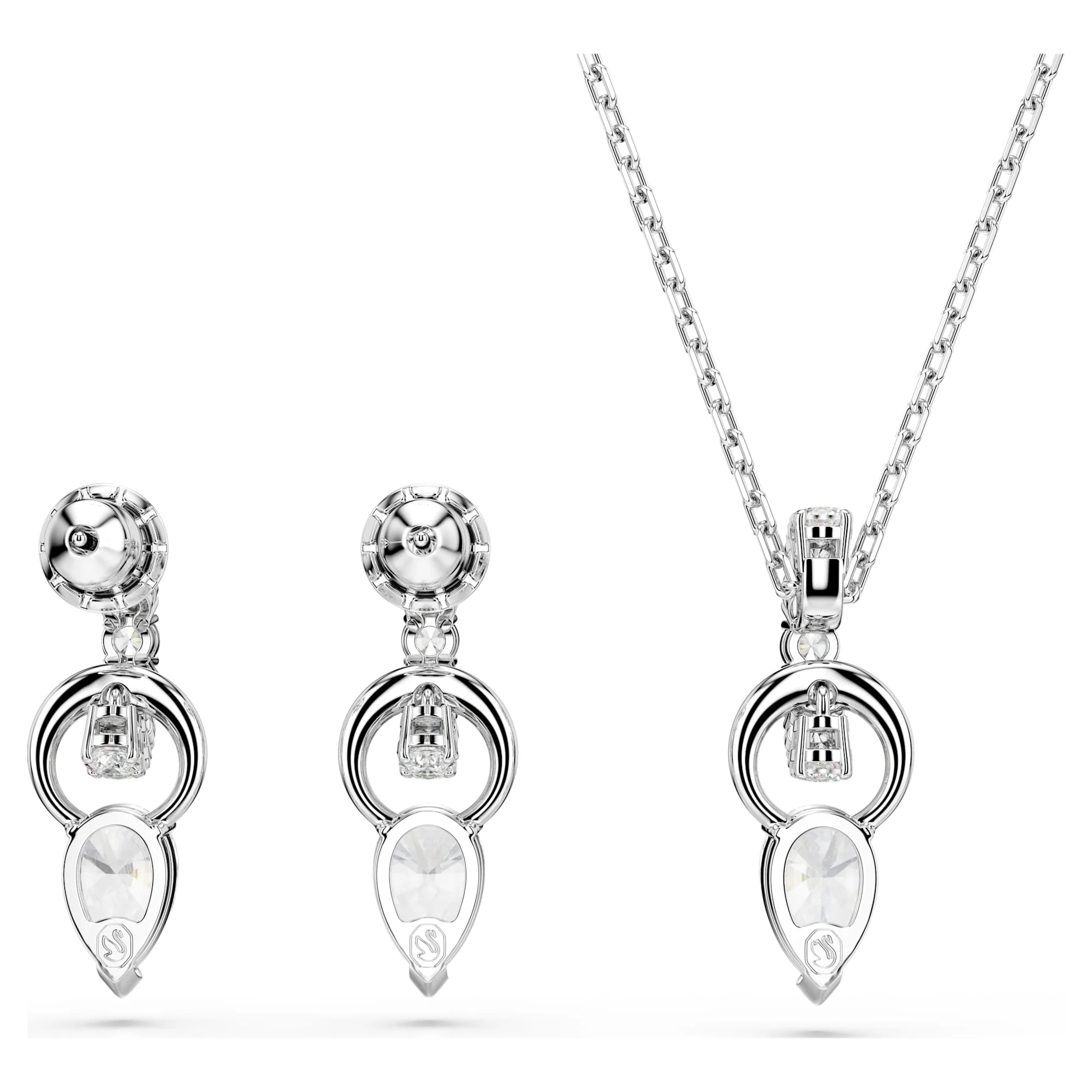 Mesmera set Pear cut, Round cut, White, Rhodium plated - Image 4