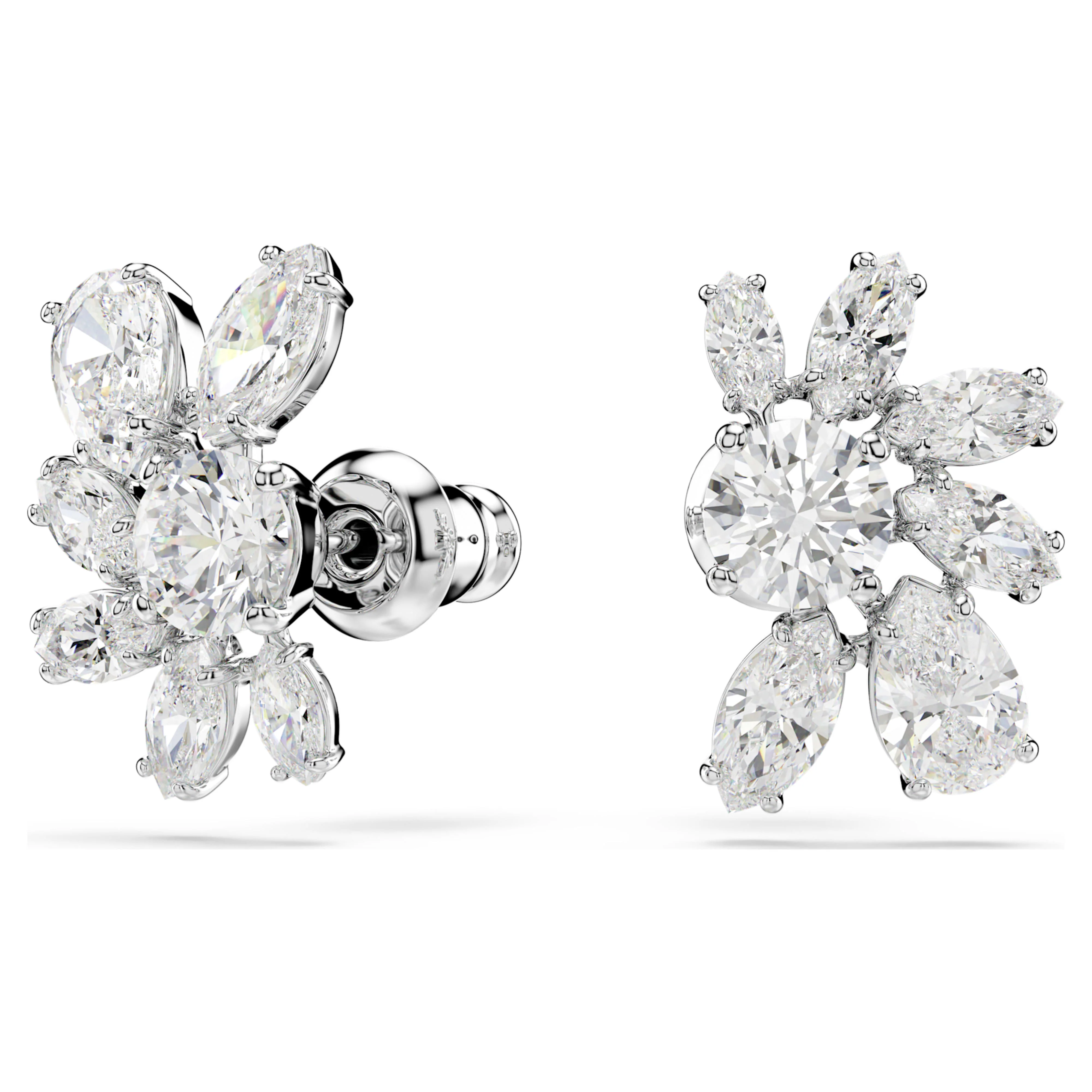 Mesmera stud earrings Mixed cuts, Flower, White, Rhodium plated - Image 2