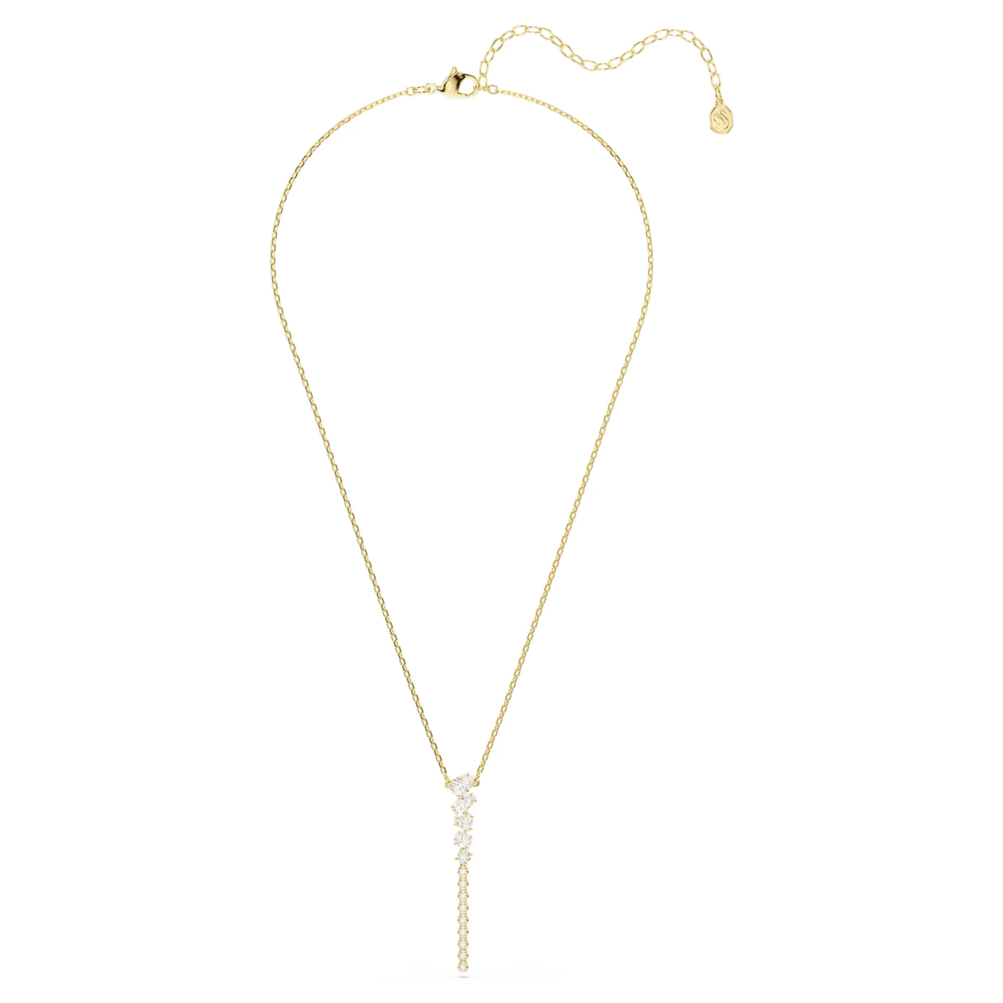 Mesmera Y necklace Mixed cuts, White, 18K gold finish - Image 2