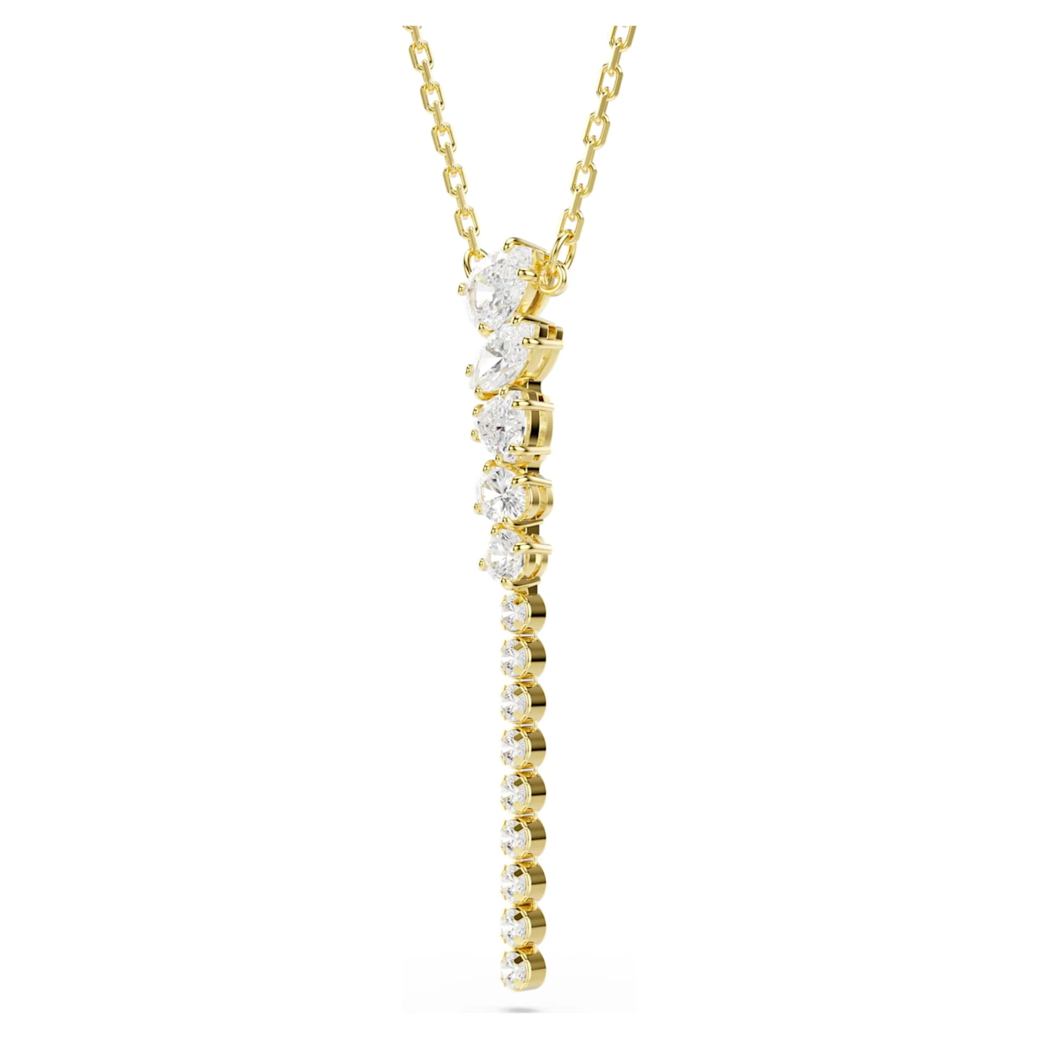 Mesmera Y necklace Mixed cuts, White, 18K gold finish - Image 3