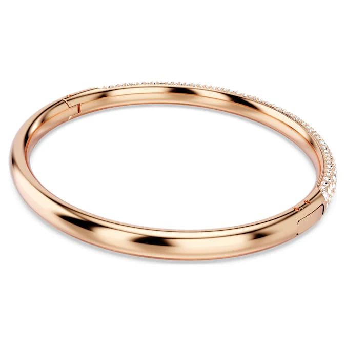 Meteora bangle Snow pavé, White, Rose gold-tone plated - Image 3