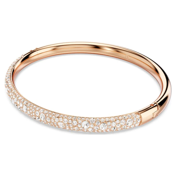 Meteora bangle Snow pavé, White, Rose gold-tone plated - Image 4
