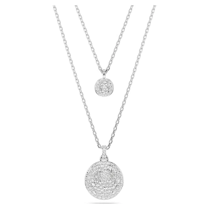 Meteora layered pendant White, Rhodium plated