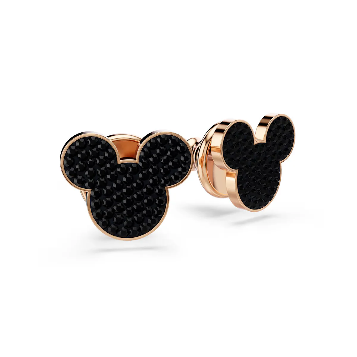 Mickey Stud Earrings, Black, Rose Gold Tone Plated - Image 3