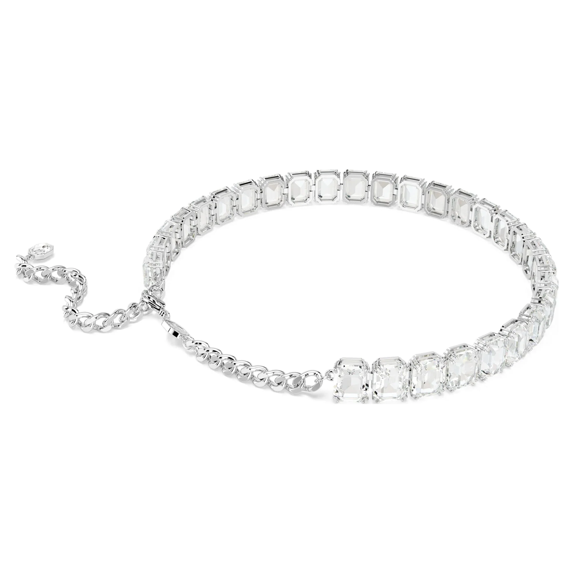 Millenia choker Octagon cut, White, Rhodium plated - Image 4