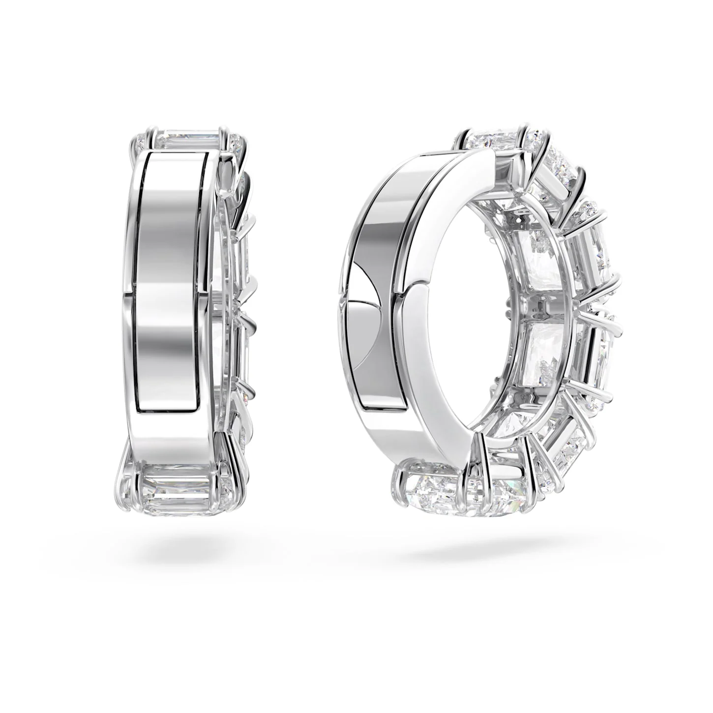 Millenia clip earrings Square cut, White, Rhodium plated - Image 4