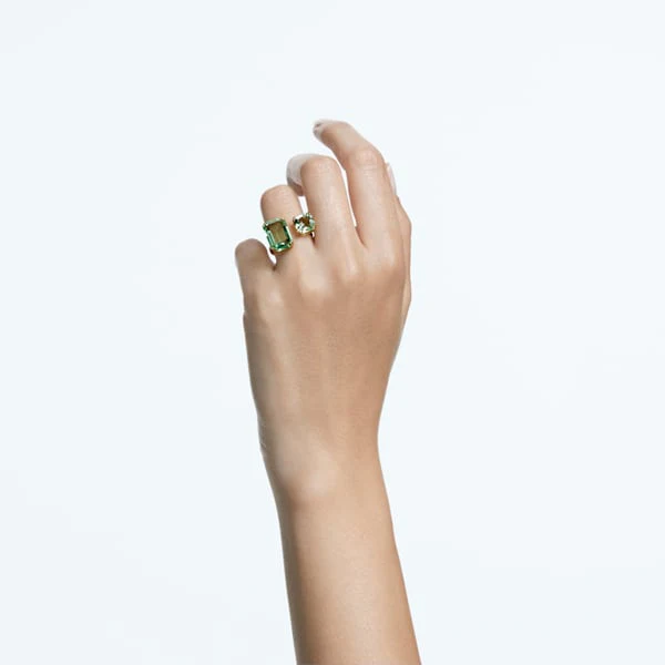 Millenia cocktail ring Octagon cut crystals, Green, Gold-tone plated - Image 3