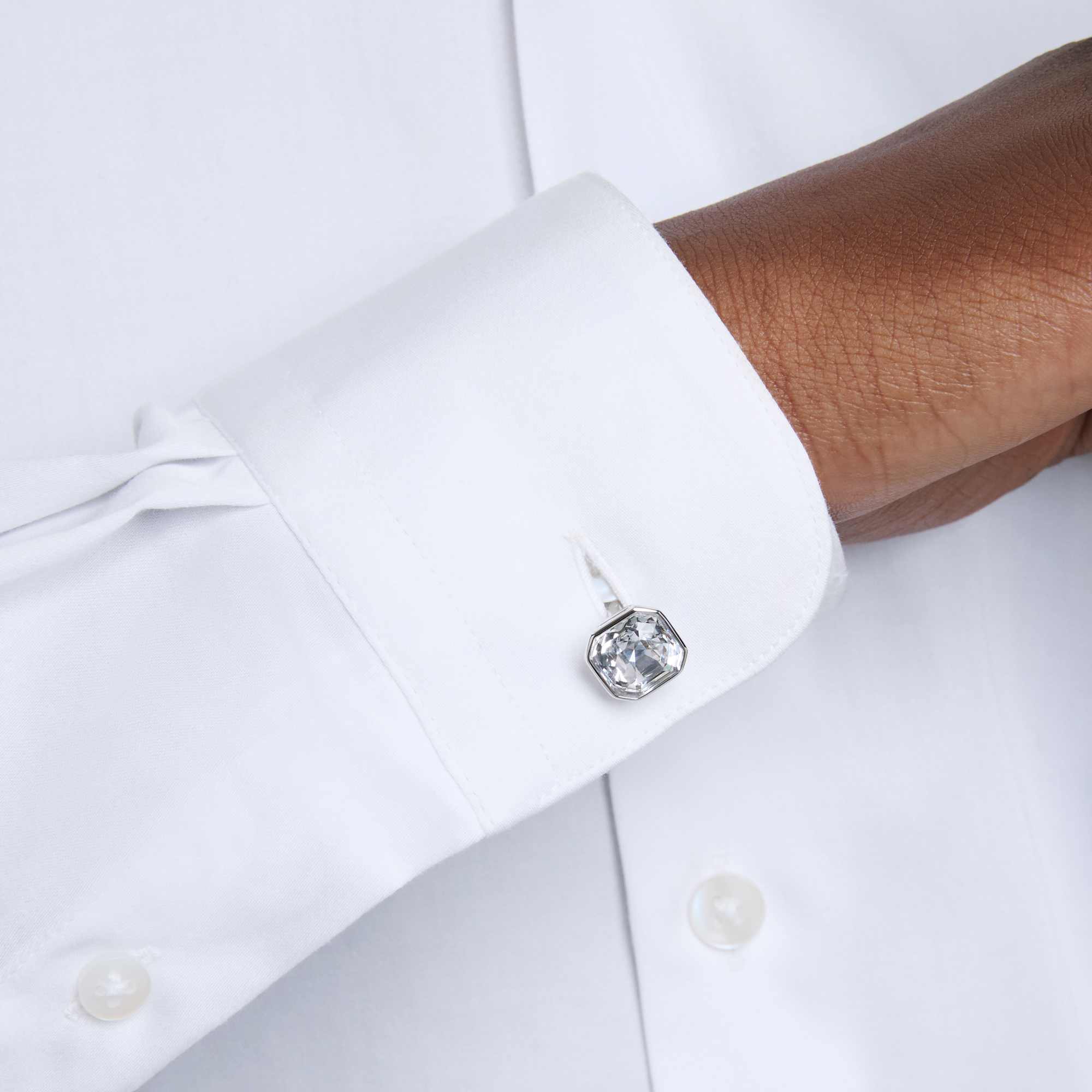 Millenia cufflinks Octagon cut, White, Rhodium plated - Image 6