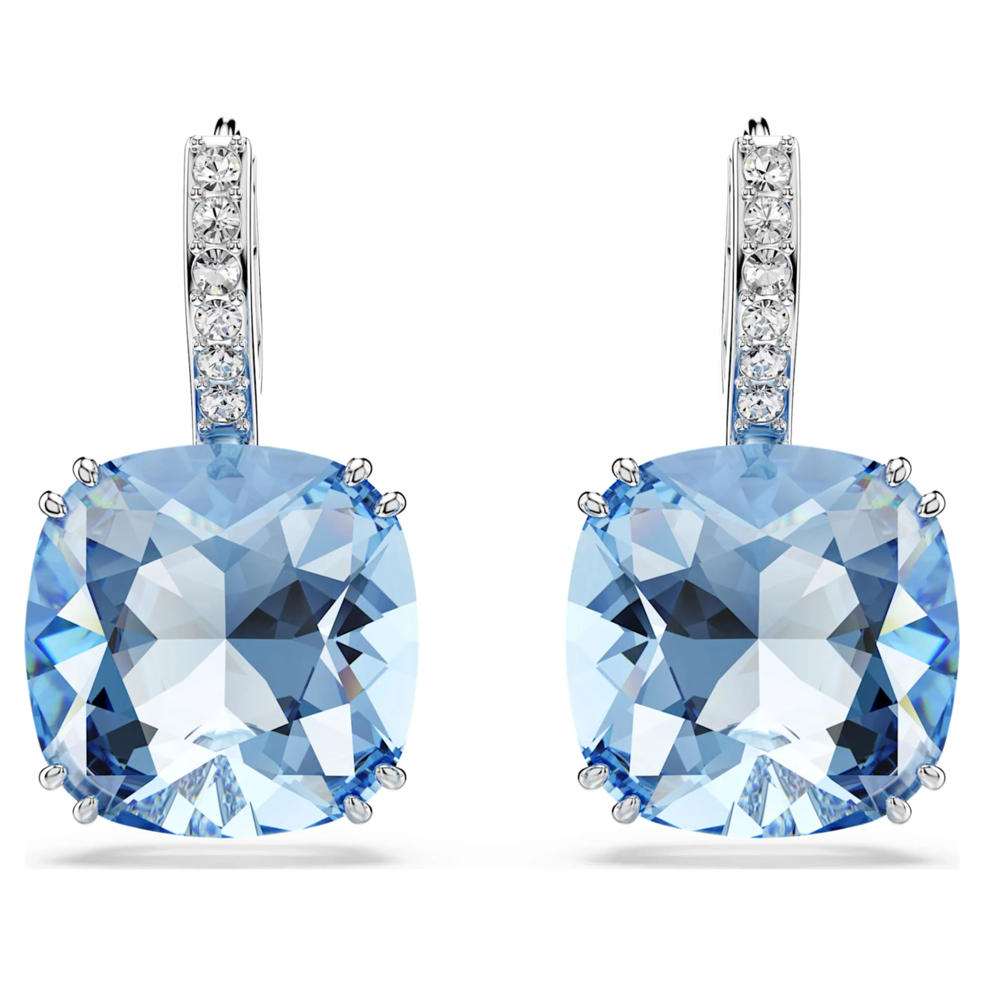 Millenia drop earrings Cushion cut, Blue, Rhodium plated - Image 2