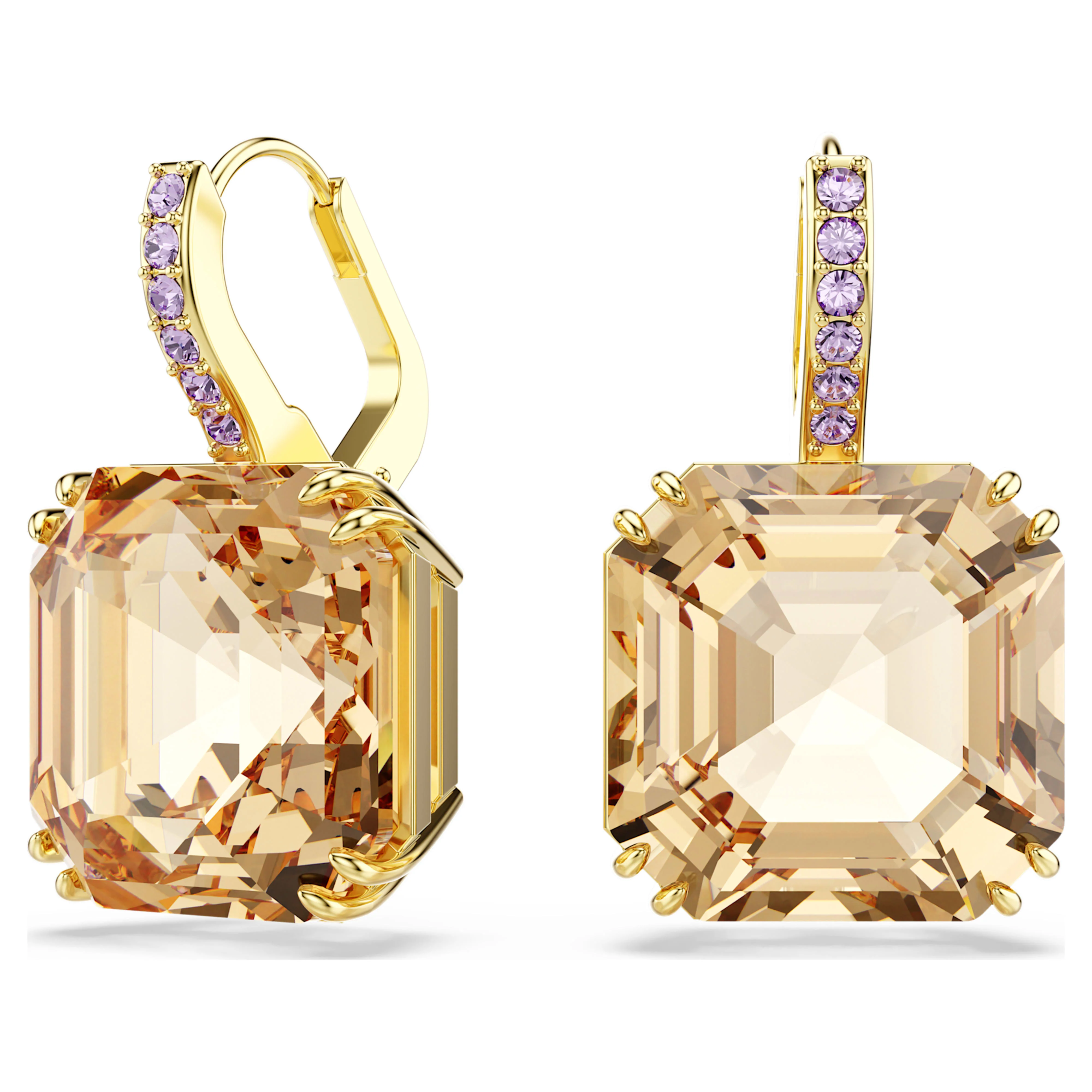 Millenia drop earrings Mixed cuts, Caramel, Gold-tone plated