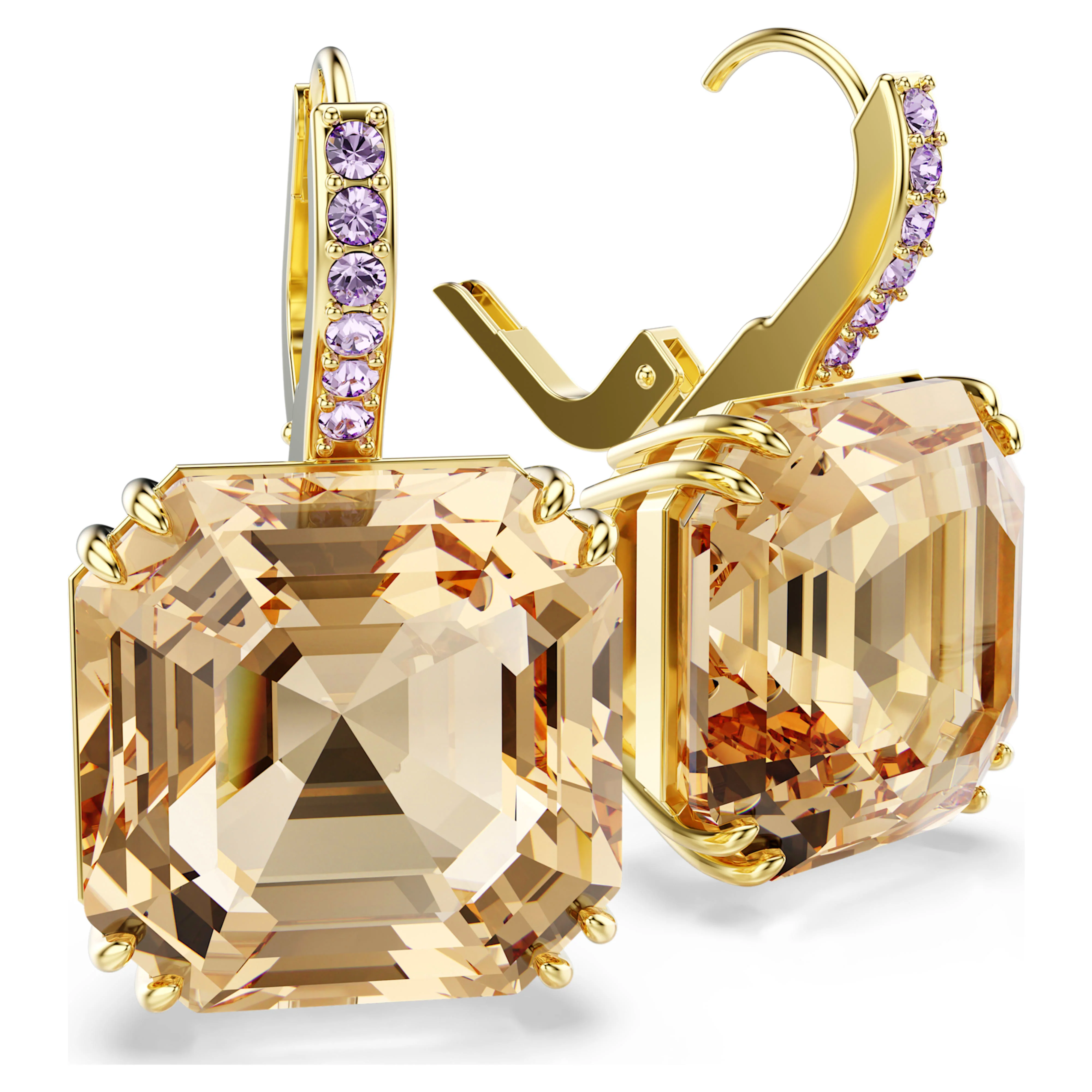 Millenia drop earrings Mixed cuts, Caramel, Gold-tone plated - Image 3