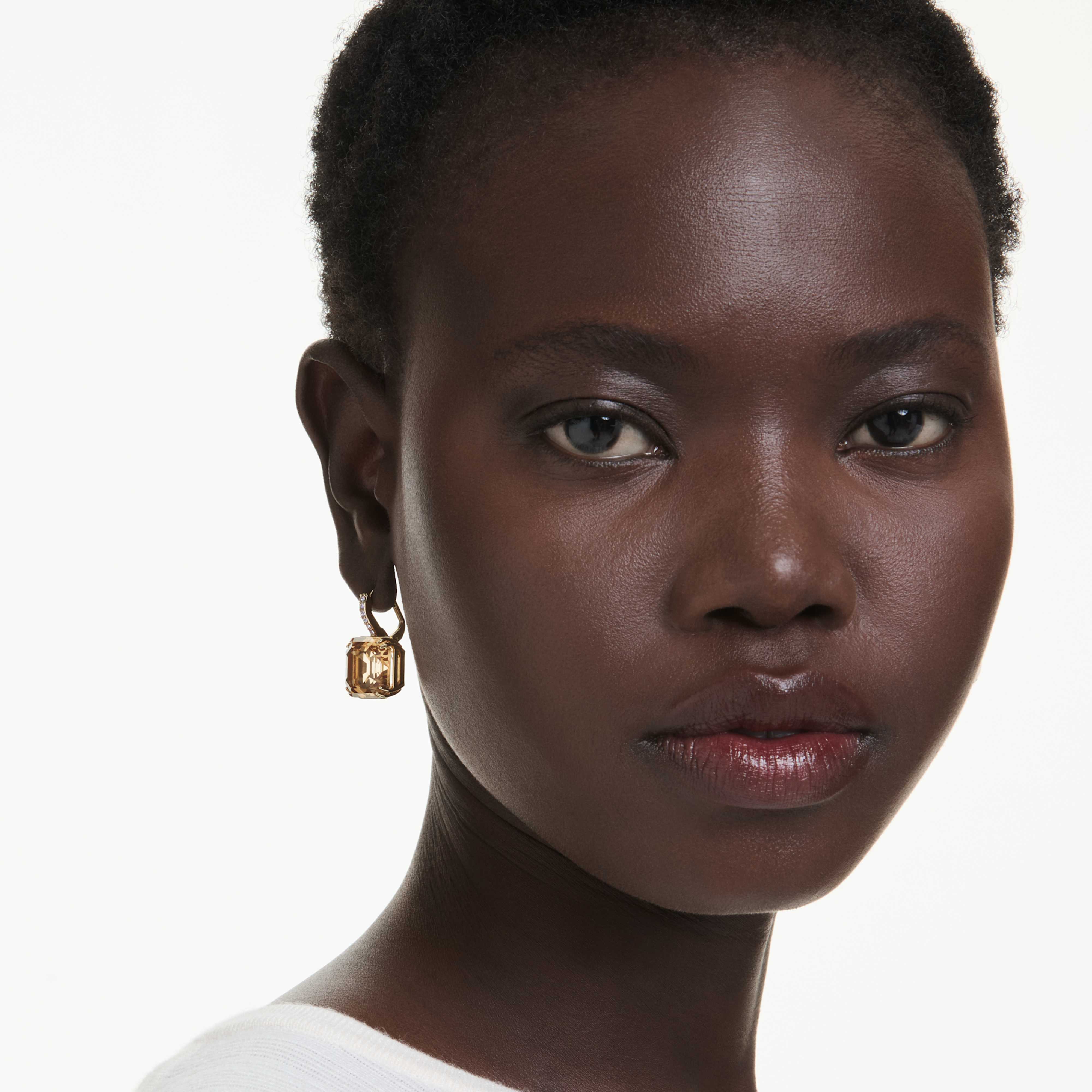 Millenia drop earrings Mixed cuts, Caramel, Gold-tone plated - Image 5